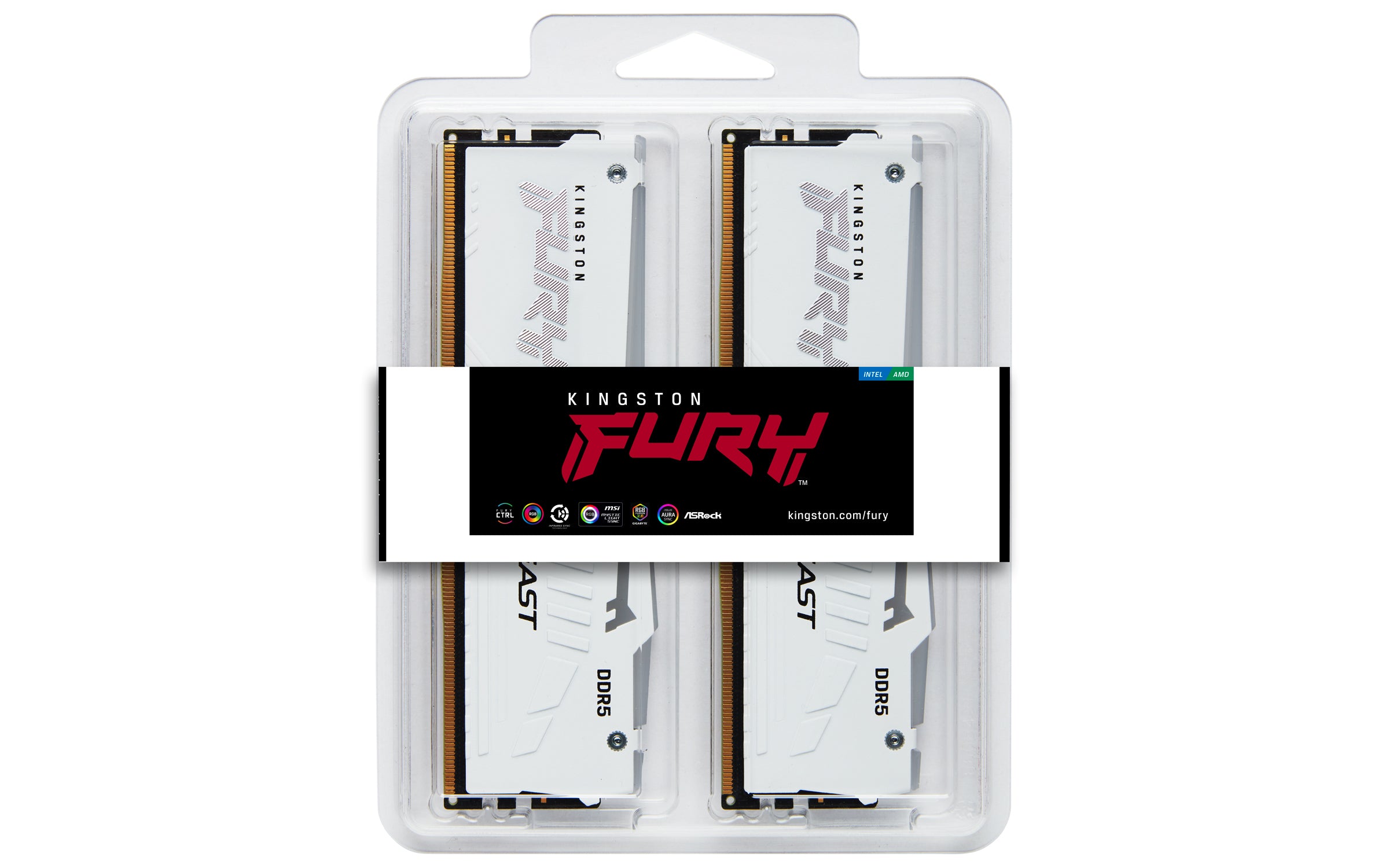 KINGSTON 32Go 6400MT/s DDR5 CL32 DIMM Kit of 2 FURY Beast White RGB EXPO