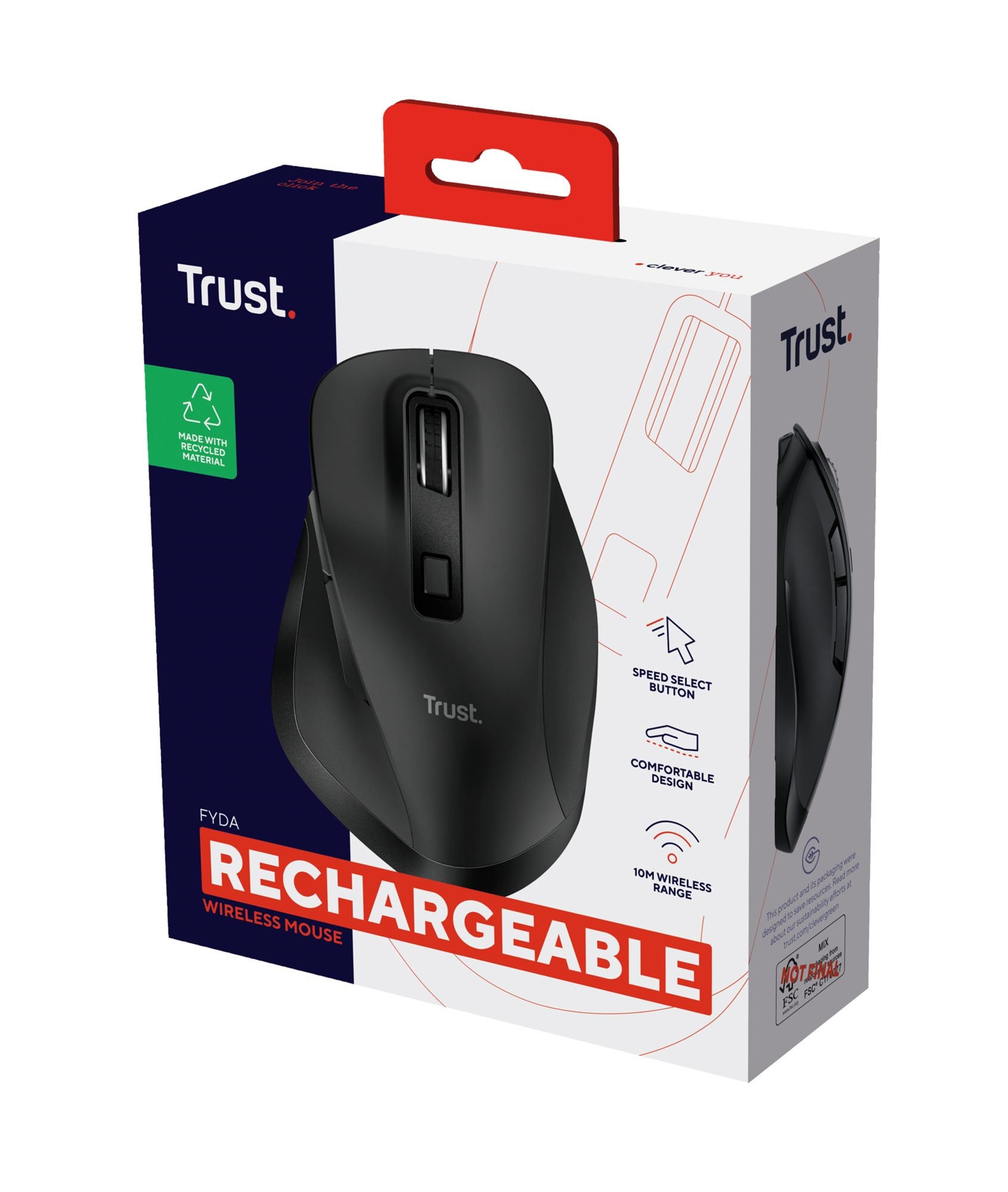 TRUST Souris sans fil FYDA rechargeable - Noire