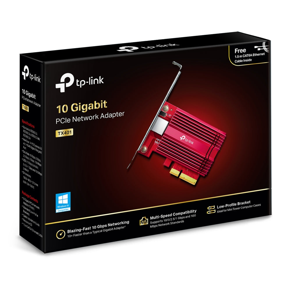 TP-LINK 10 Gigabit PCI Express Network Adapter PCIe 3.0x4 Include CAT6A Ethernet Cable
