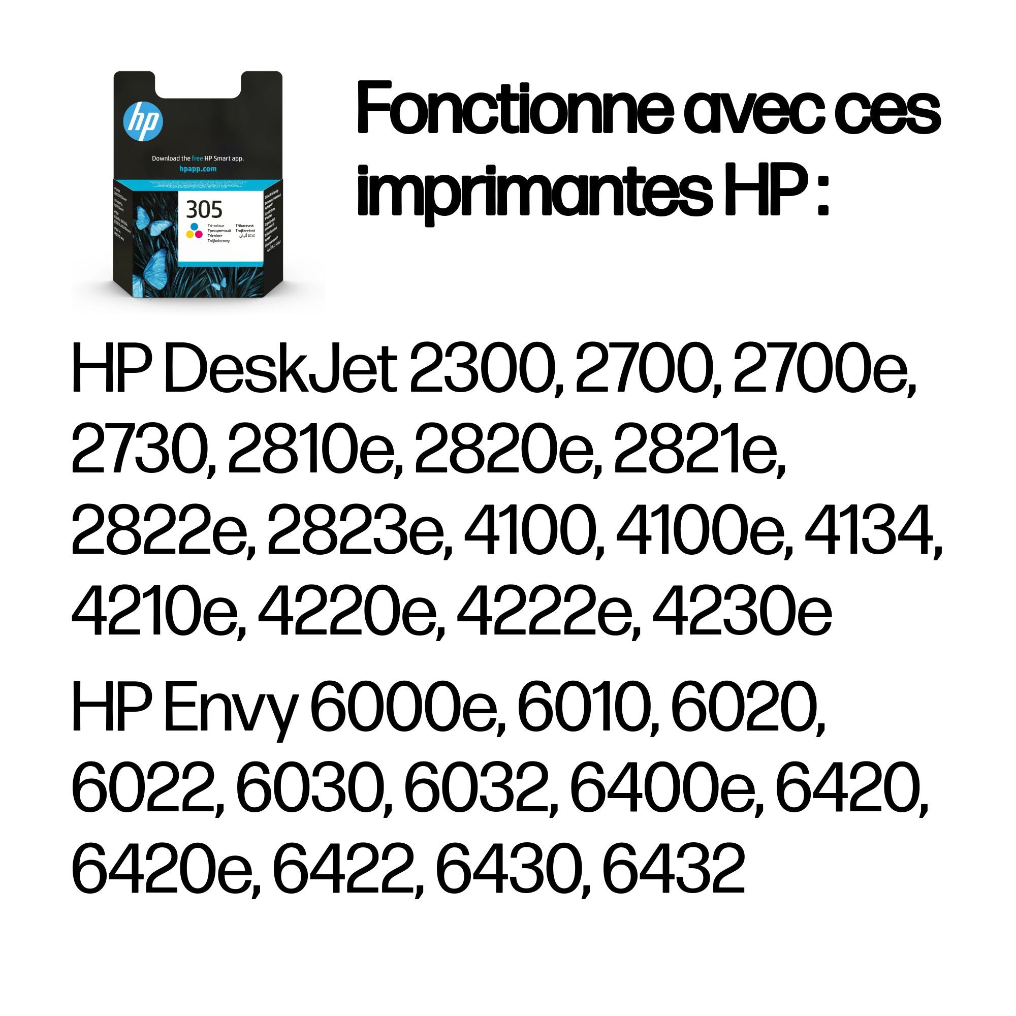 HP 305 Cartouche d'encre couleur 3YM60AE Instant Ink