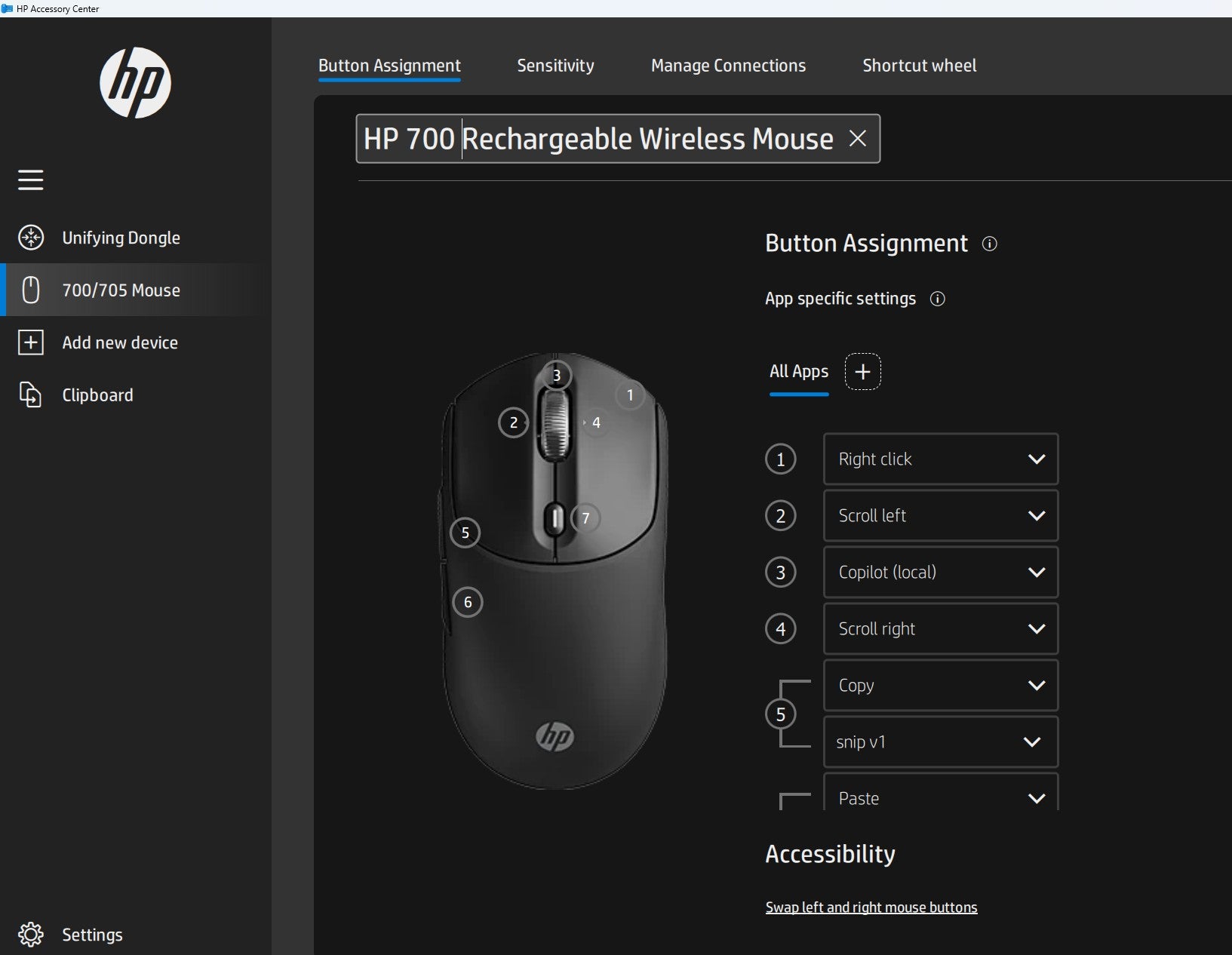 HP 700 Rechargeable Wireless Mouse EMEA-