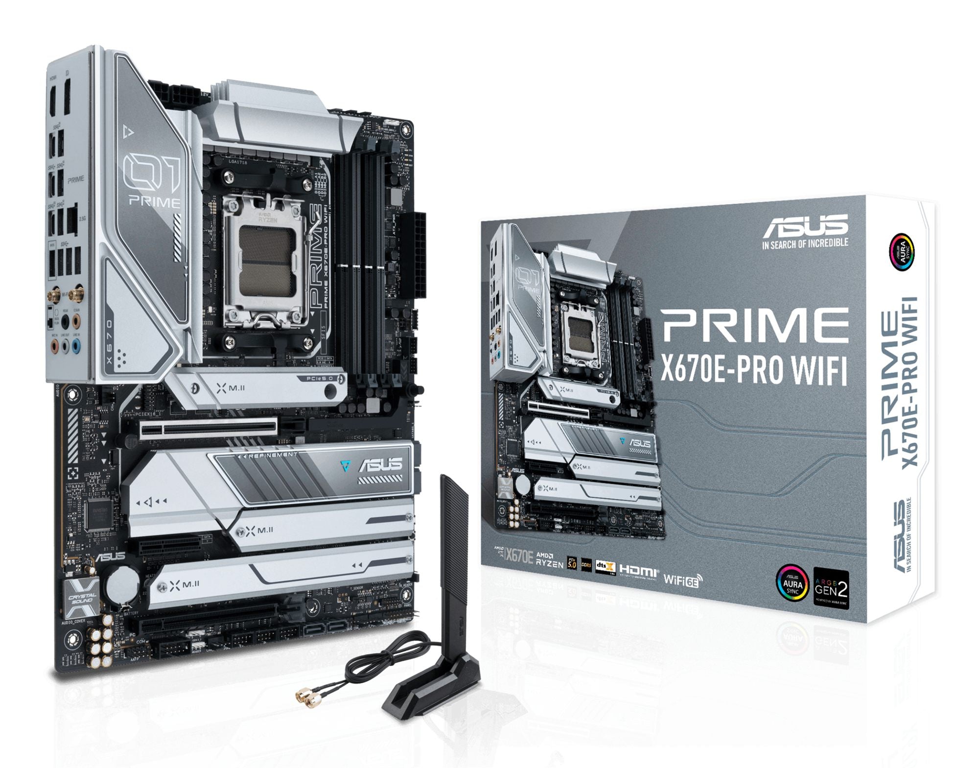ASUS PRIME X670E-PRO WIFI AM5 Socket 4DDR5 PCIe 5.0 x16 HDMI 2.1 DP 1.4 4xSATA 6Gb/s ATX