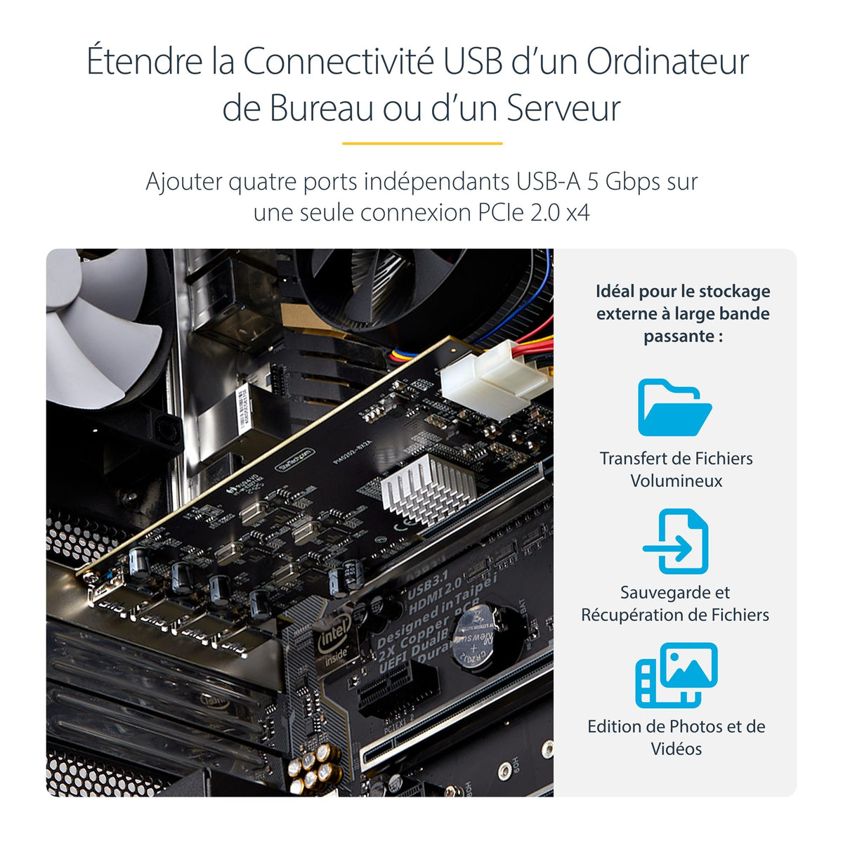 4-Port USB-A PCIe Card USB 3.2 5Gbps
