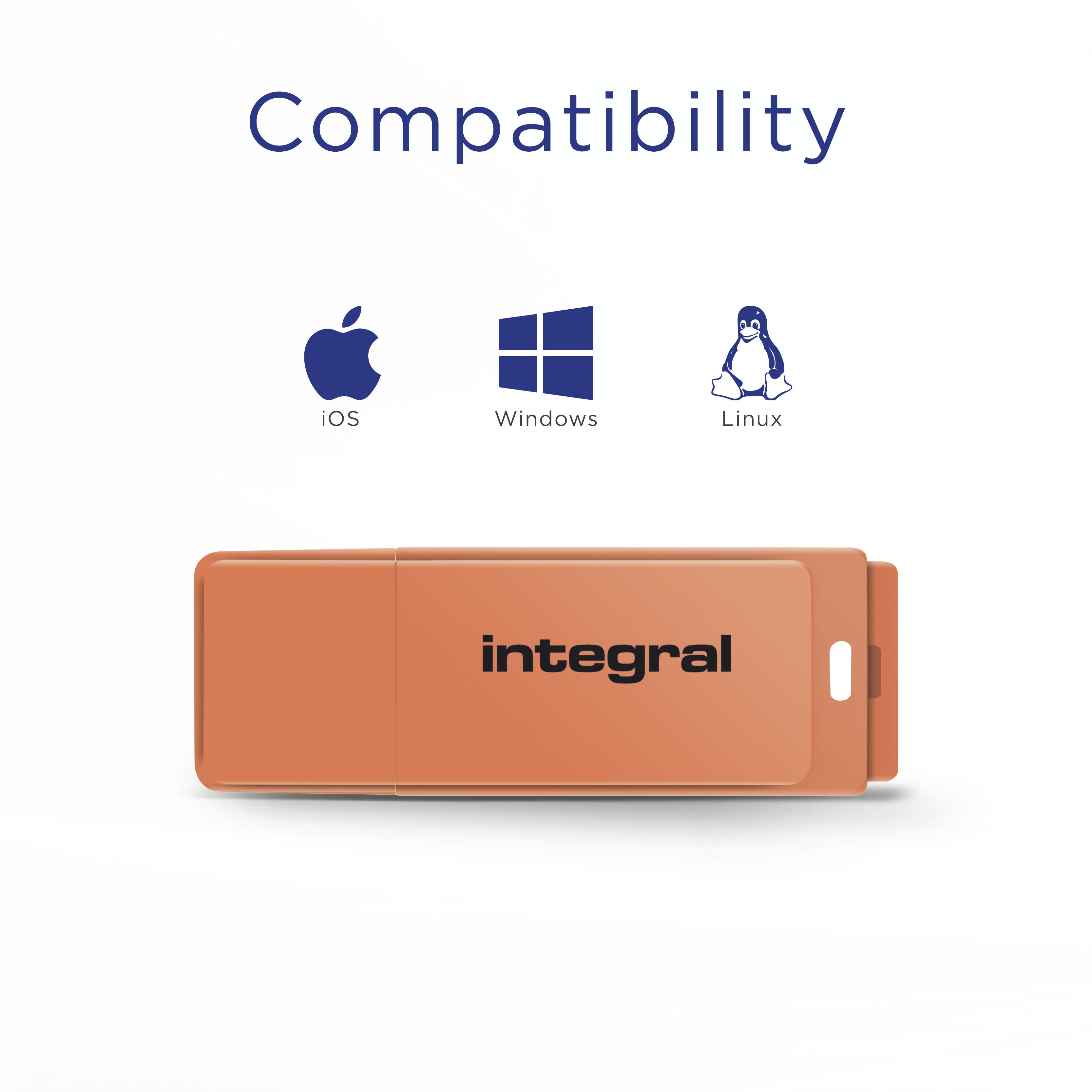 64GB USB2.0 DRIVE NEON ORANGE