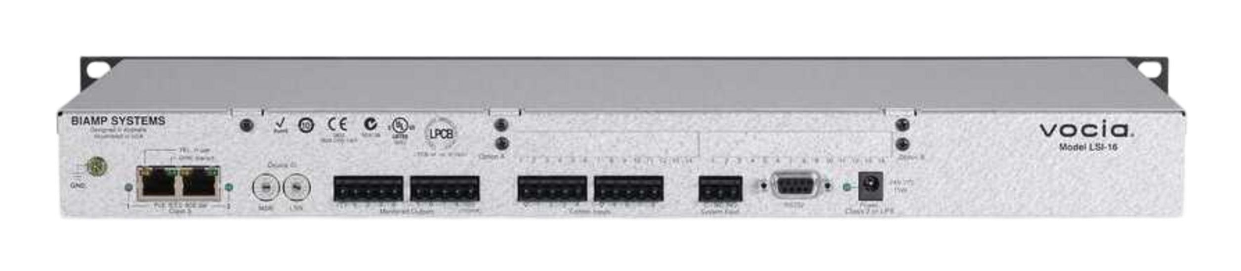 Biamp Vocia Life Safety Interface, with 4 discrete inputs and support for Vocia IM-16 Interface Module