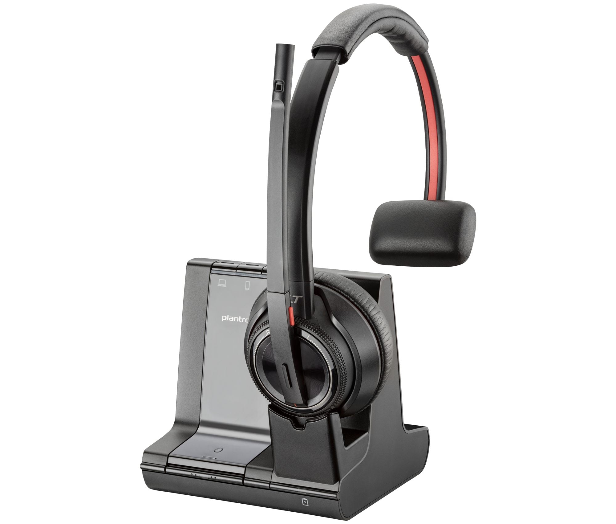 HP Poly Savi 8210 Office DECT 1880-1900 MHz Single Ear Headset Sans fil Arceau Bureau/Centre d'appels Bluetooth Socle de chargement Noir