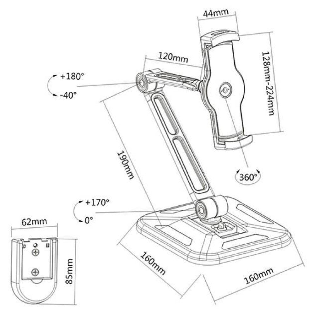 "Techly ICA-TBL 2801 Support de tablette réglable 4.7-12"" a poser ou a fixer au mur"