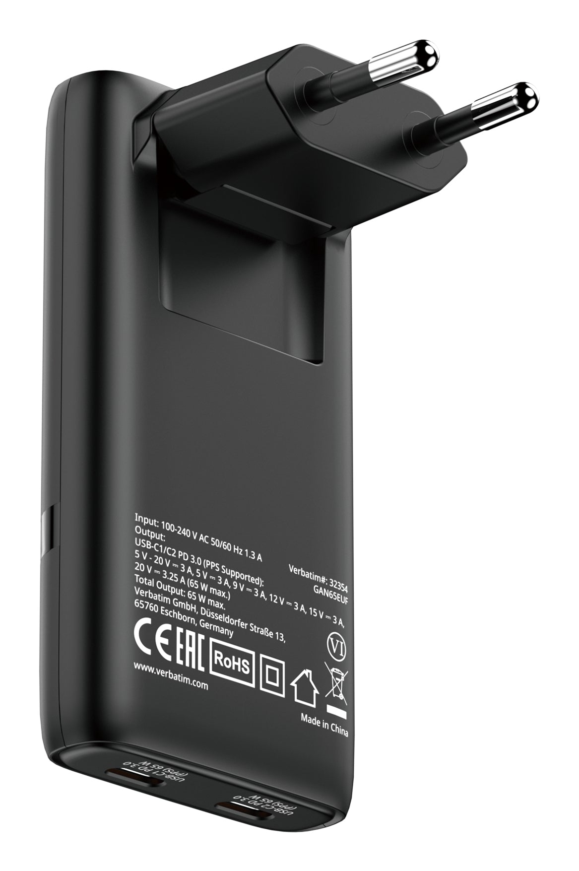 Fold ´n´ Go GaN Charger 65W EU plug Blac