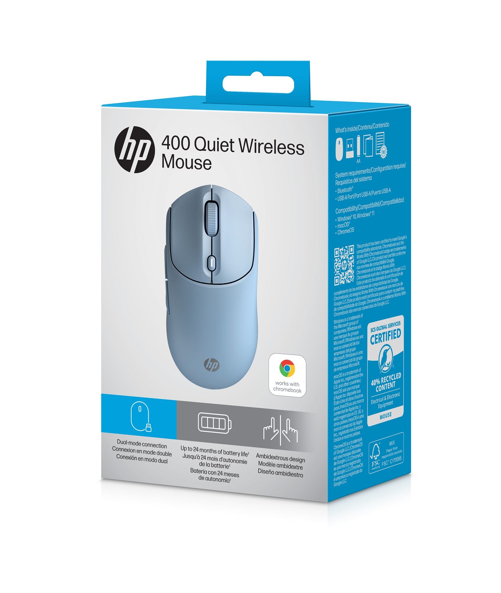 HP 400 Quiet Blue Wireless Mouse EURO
