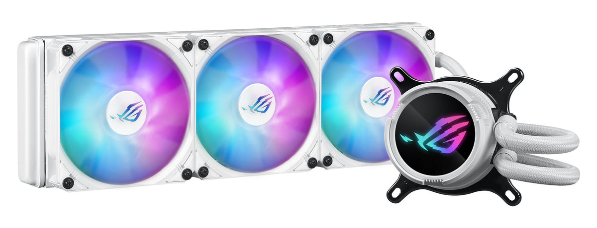 ASUS ROG Strix LC III 360 ARGB WHT all-in-one CPU liquid cooler with 360 rotatable water block Premium ROG ARGB fans