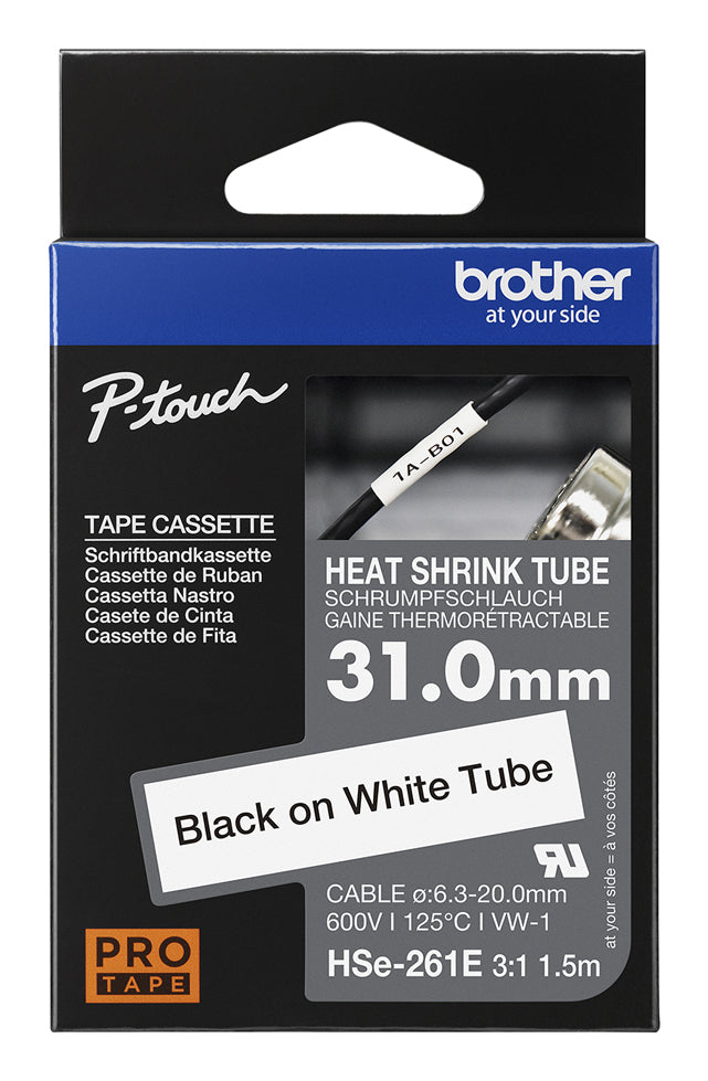 31.0MM BLACK ON WHITE HEAT SHRINK TAPE