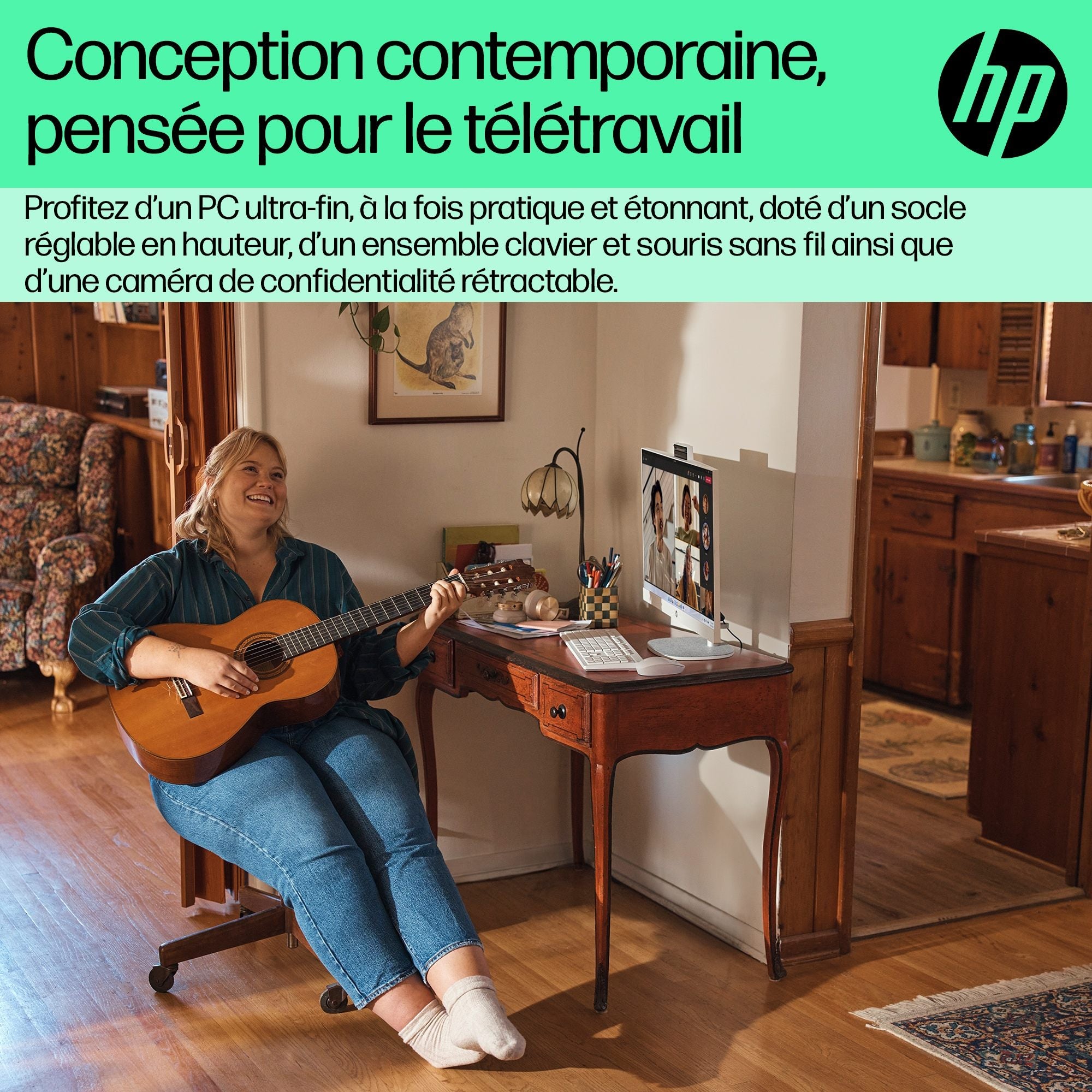 HP 24-cr0034nf AMD Ryzen™ 5 7520U 60,5 cm (23.8") 1920 x 1080 pixels PC All-in-One 8 Go LPDDR5-SDRAM 512 Go SSD Windows 11 Home Wi-Fi 6 (802.11ax) Blanc