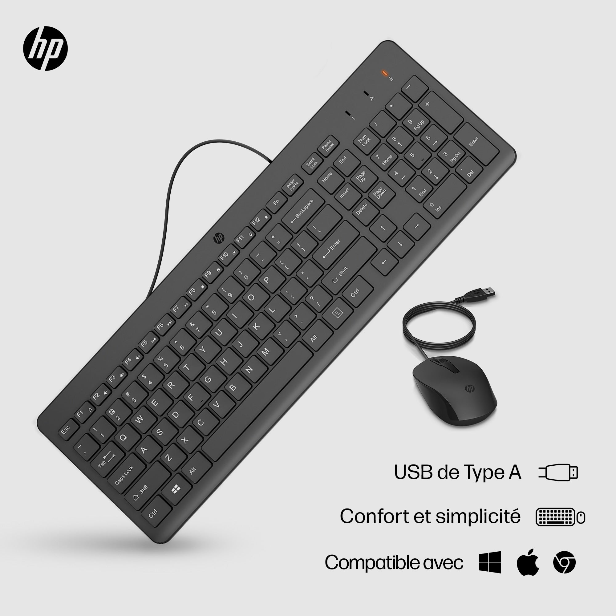 HP 150 Wired mouse&Keyboard EMEA-INTL En