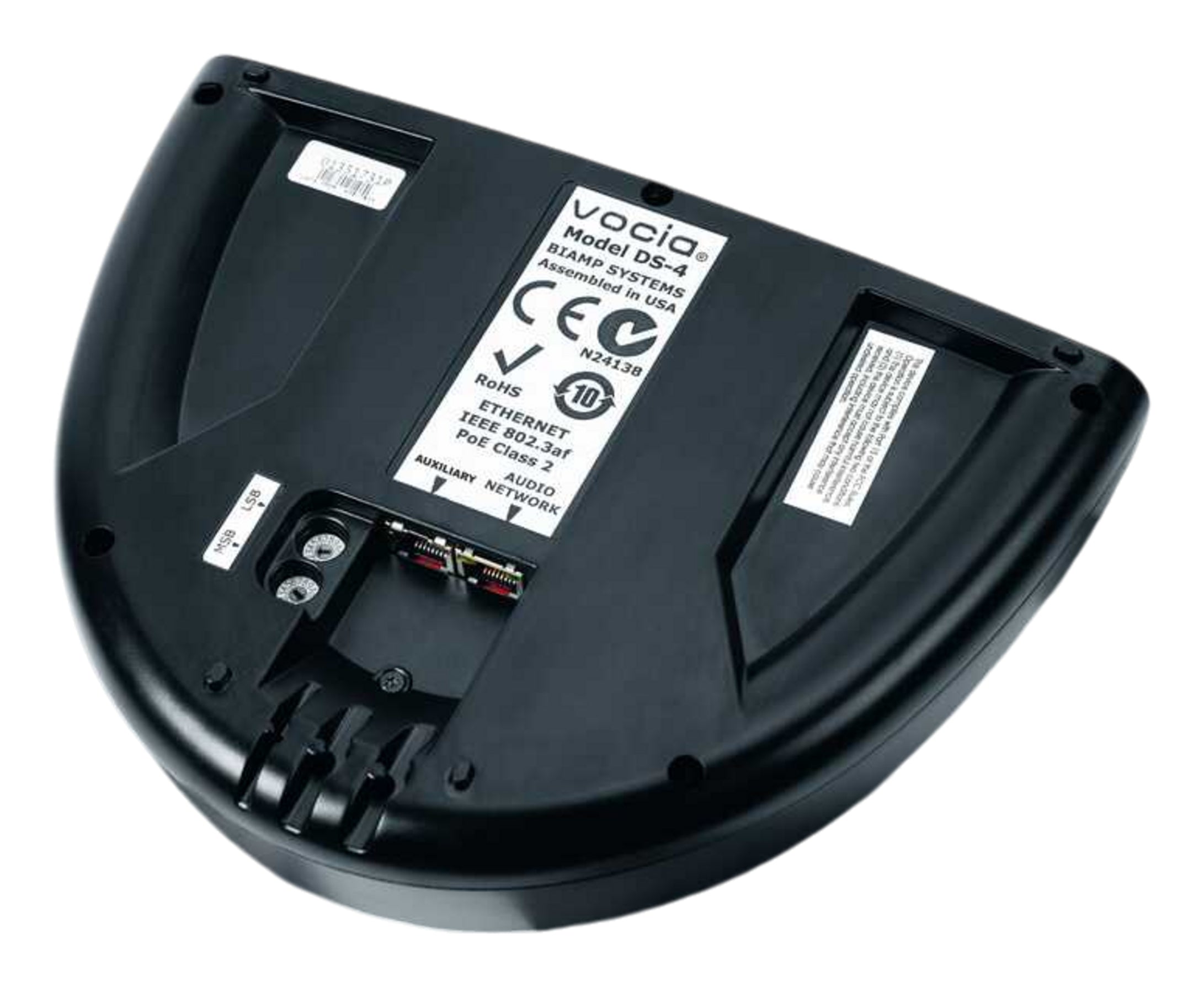 Biamp Vocia - Desktop-mounted Paging Station, 4 Buttons with gooseneck microphone.