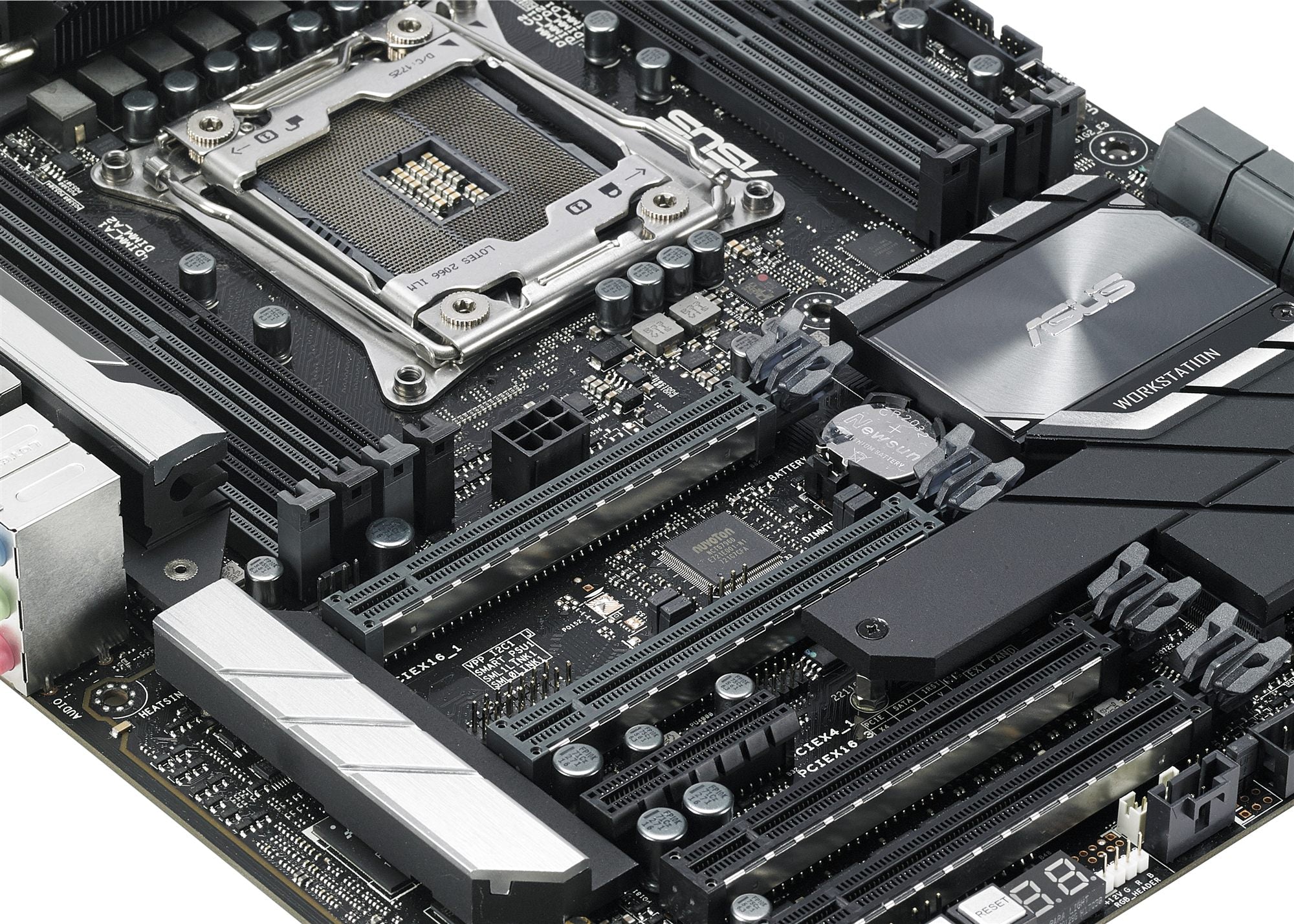 ASUS WS X299 PRO/SE LGA2066 DDR4 4133MHz dual M.2 M.2 heatsink U.2 USB 3.1 Gen 2 connectors 4xPCIe 3.0 x16 SATA 6Gb/s ATX MB
