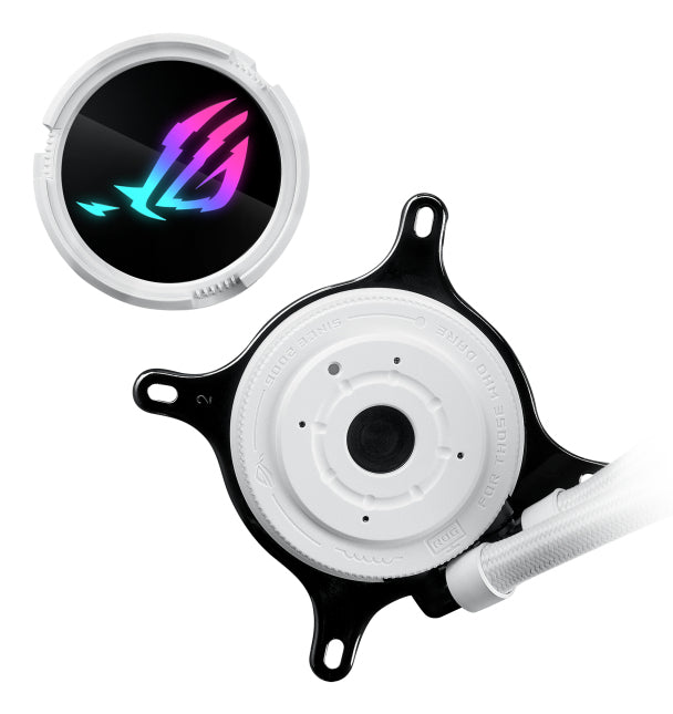 ASUS ROG Strix LC III 240 ARGB WHT all-in-one CPU liquid cooler with 360 rotatable water block Premium ROG ARGB fans