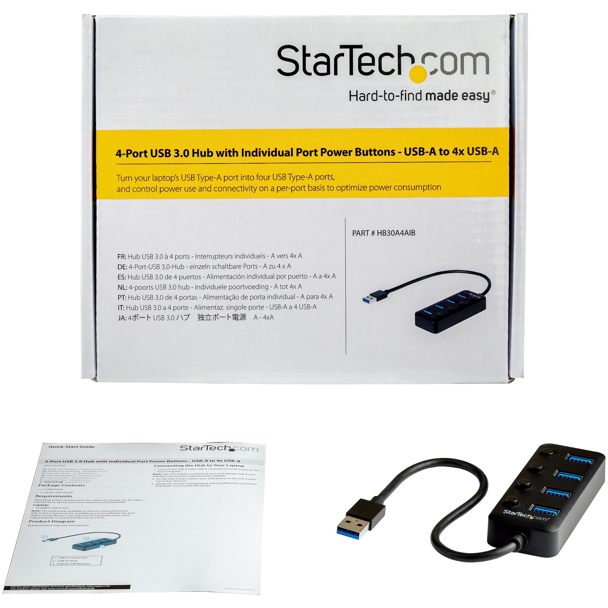 Hub - USB 3 4-Port with On/Off Switches