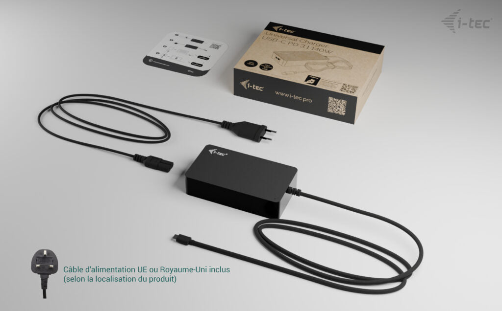 I-TEC Universal Charger USB-C PD 3.1 140W 1x USB-C port 100W Available voltages 5 V / 9 V / 12 V / 15 V / 20 V / 28 V