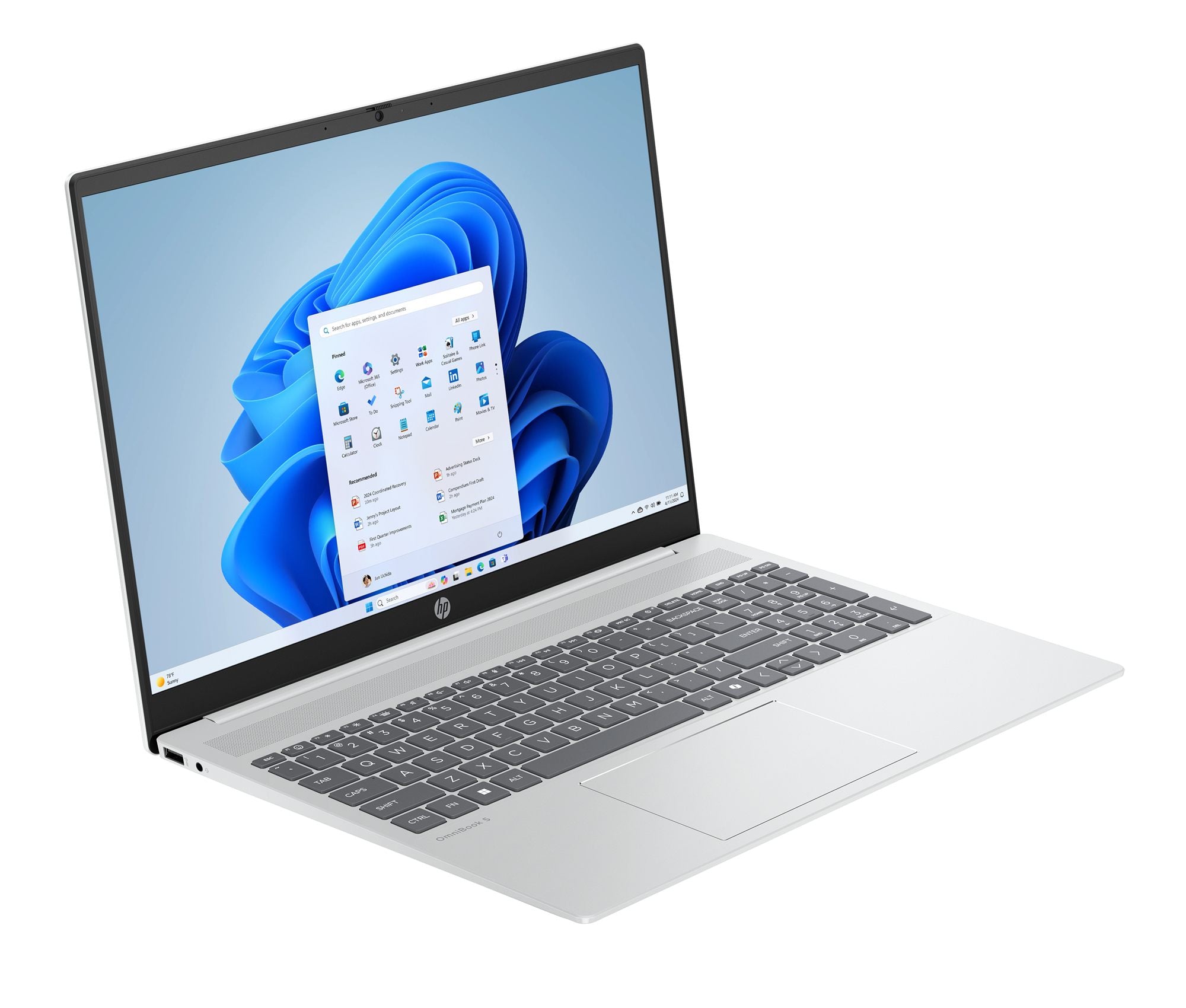HP OmniBook 5 16-ba1013nf Intel® Core™ i5 i5-1334U Ordinateur portable 40,6 cm (16") 2K 16 Go LPDDR5x-SDRAM 512 Go SSD Wi-Fi 6 (802.11ax) Windows 11 Home Argent