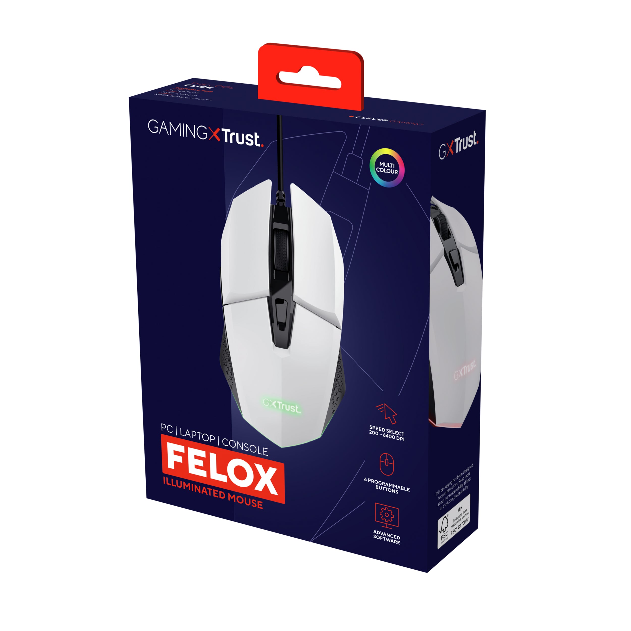 TRUST Souris gaming filaire FELOX rétroéclairée - Blanche
