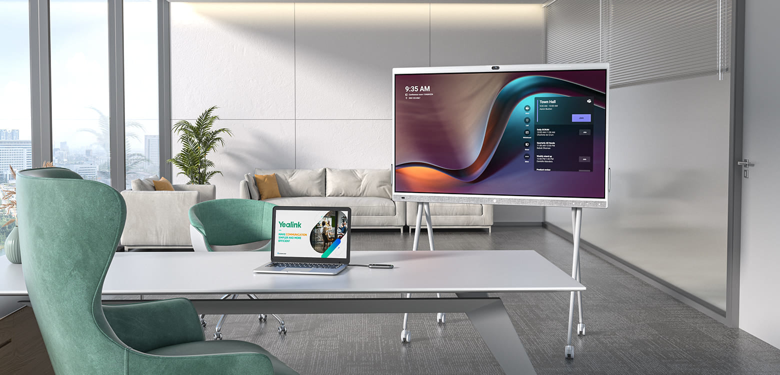 "Yealink MeetingBoard Écran plat interactif 165,1 cm (65"") LED Wifi 4K Ultra HD Noir Écran tactile Intégré dans le processeur Android 10"