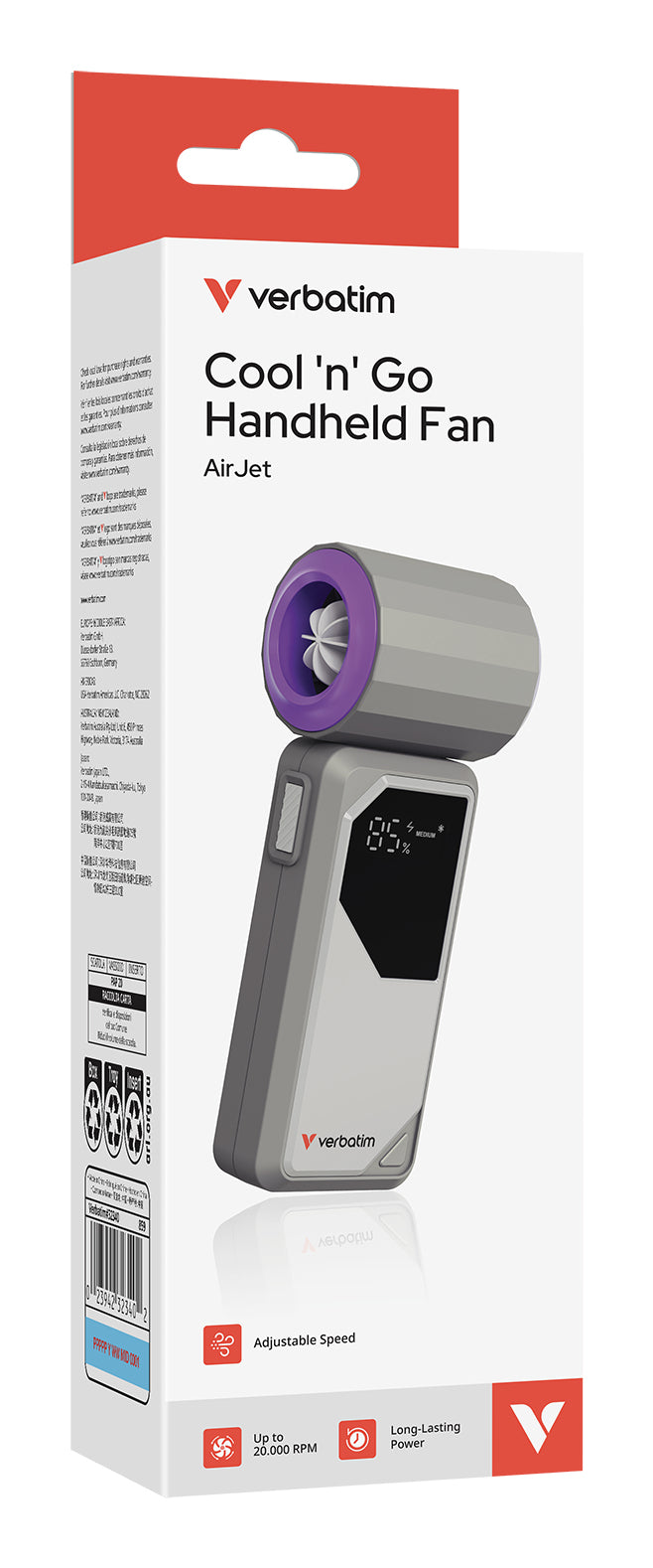 CooleneGo AirJet Handheld Fan Grey/Purpl