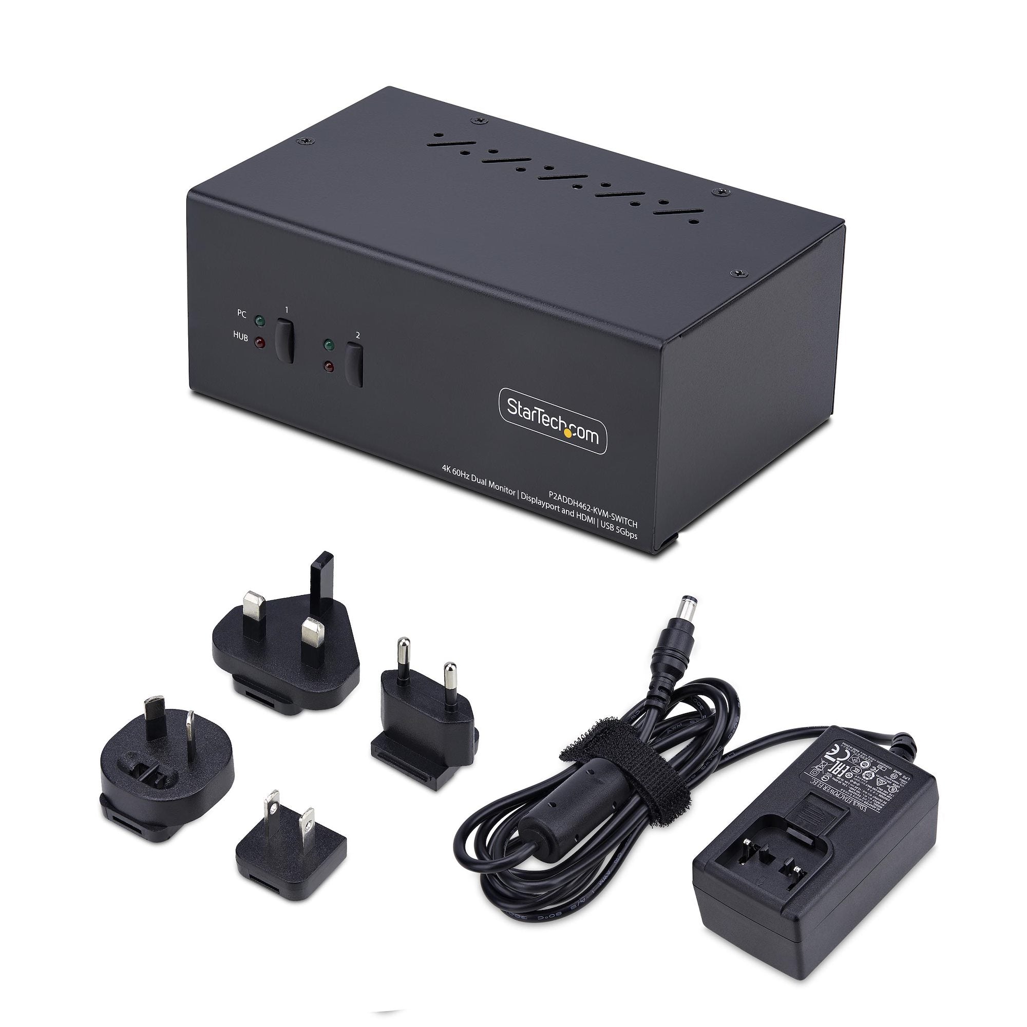 2-Port Dual-Monitor DP+HDMI KVM Switch
