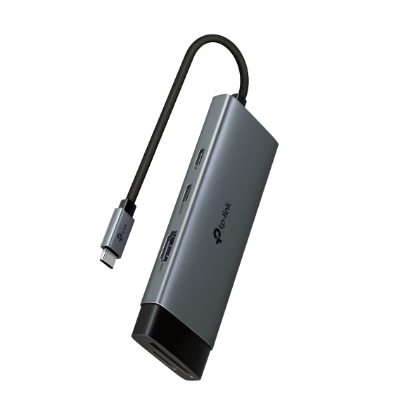 TP-LINK USB Type-C 7-Port Hub 1x USB-C Connector 1x HDMI 4K 60Hz Port 1x USB-C PD 100W Port 1x SD + 1x microSD TF up to 200MBps Port