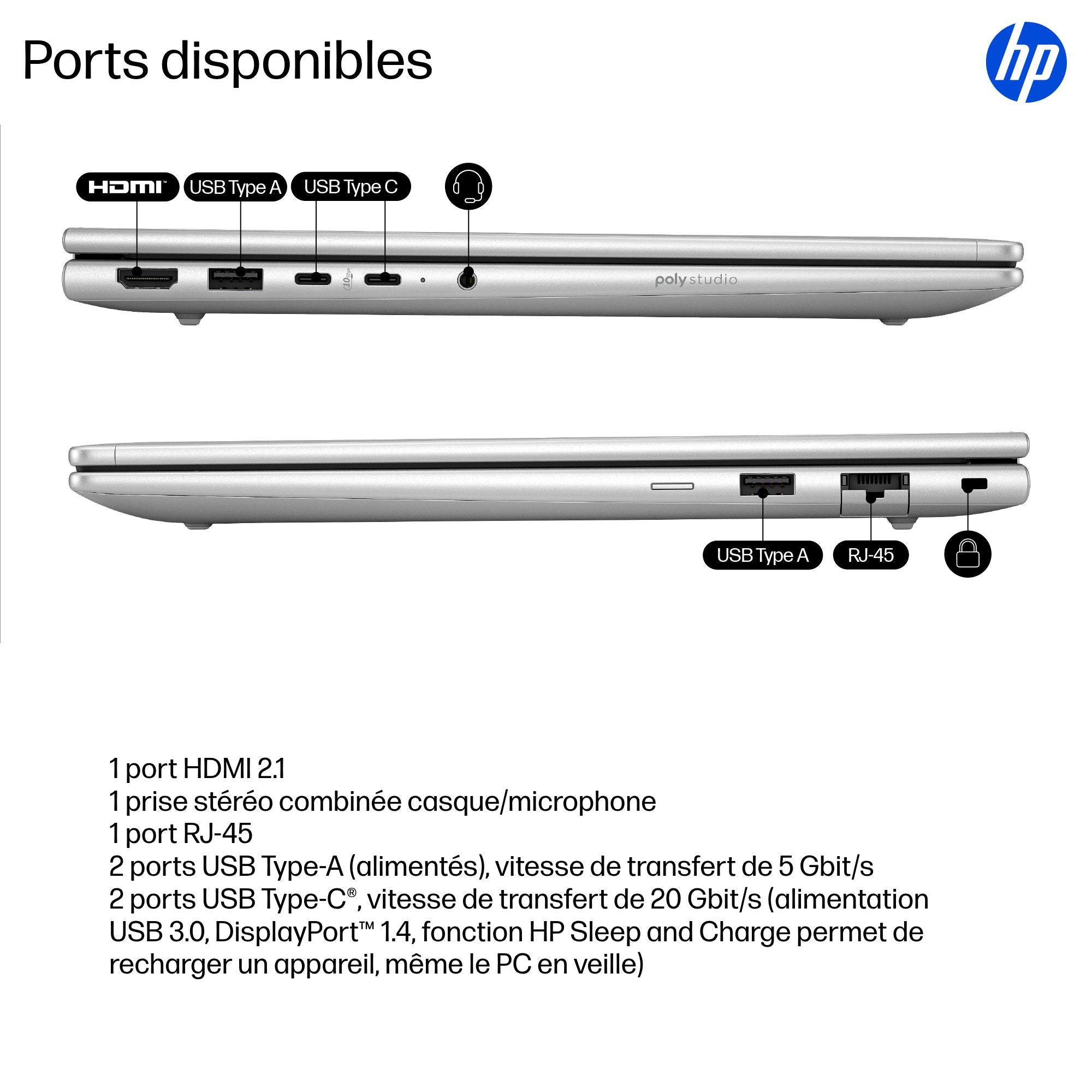 HP ProBook 4 G1i IA Nouvelle génération Intel Core Ultra 7 255U 14p WUXGA 16Go 512Go SSD UMA W11P Copilot + PC 1/1/0