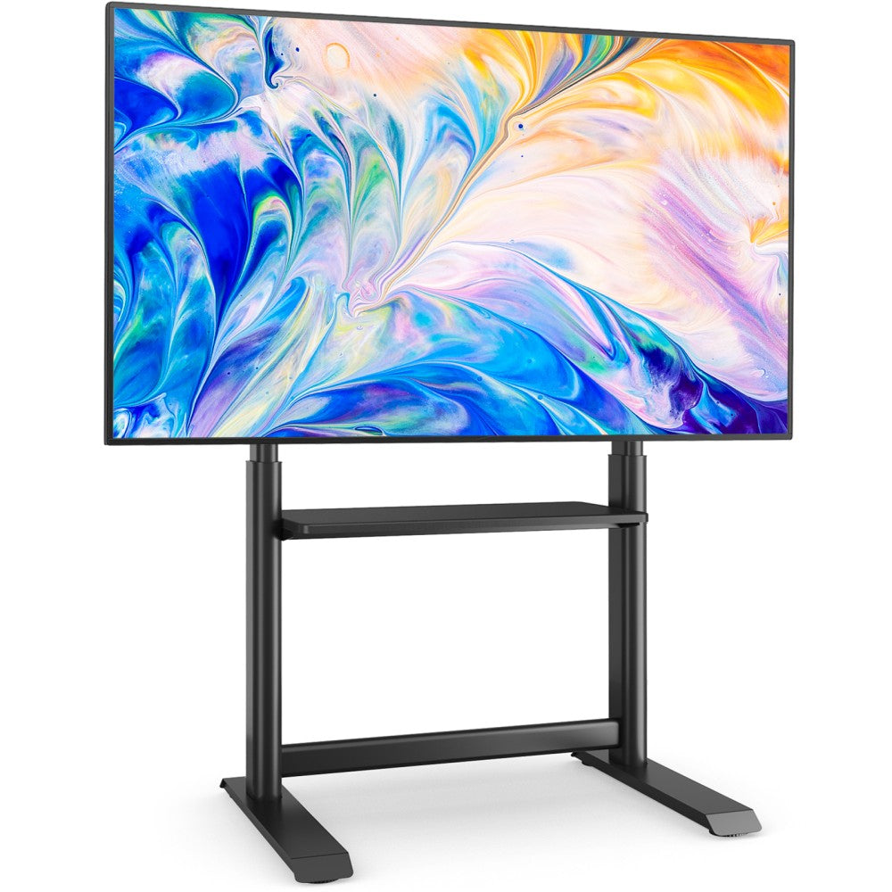 "Techly ICA-TR130BK Support de sol pour TV 60-86"" jusqu'a 68kg réglable avec étagere AV"