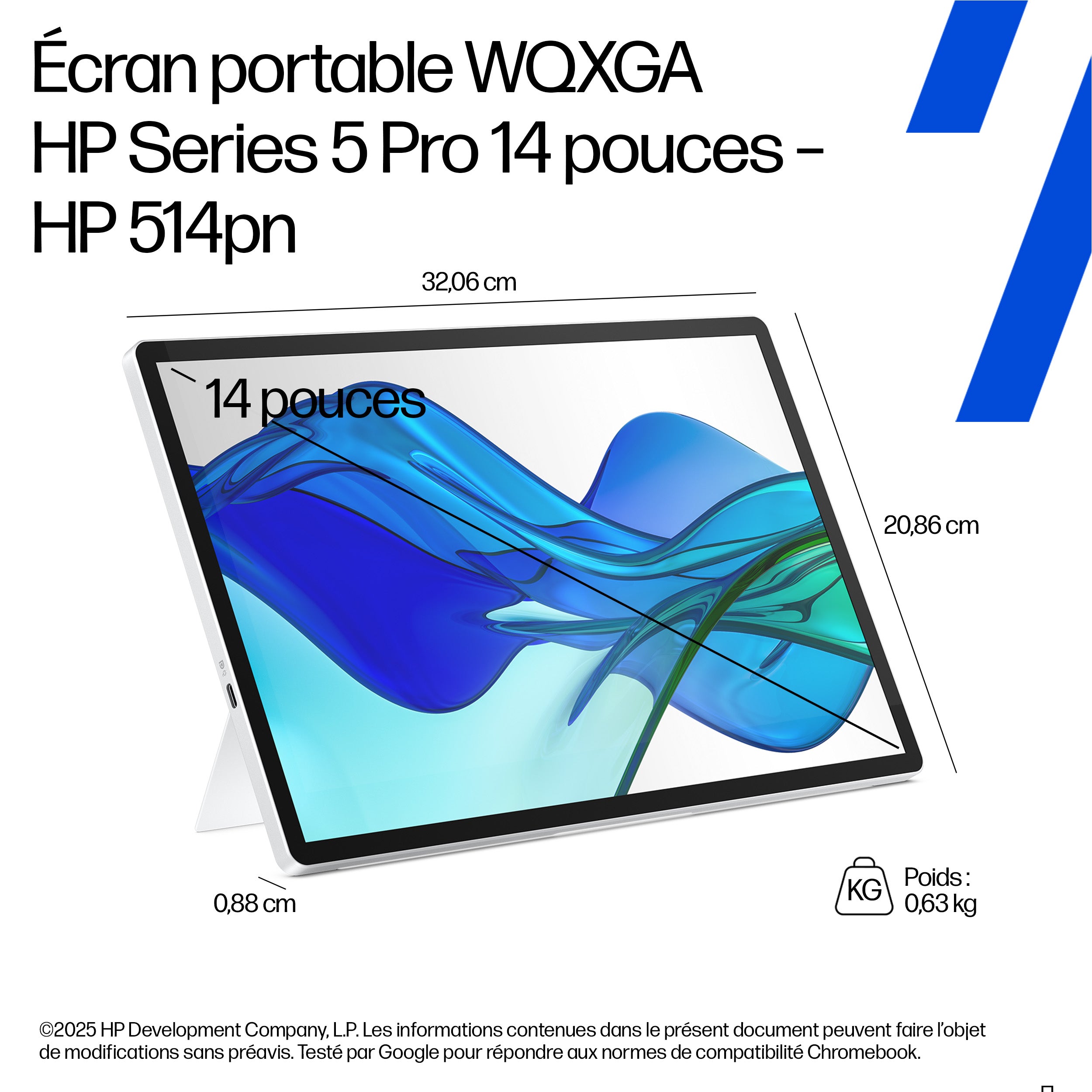 HP Series 5 Pro 14p WQXGA 2560 x 1600 Portable Monitor/Flat IPS with Edge-lit/2 USB Type-C up to 65W USB Power Delivery 3/3/0