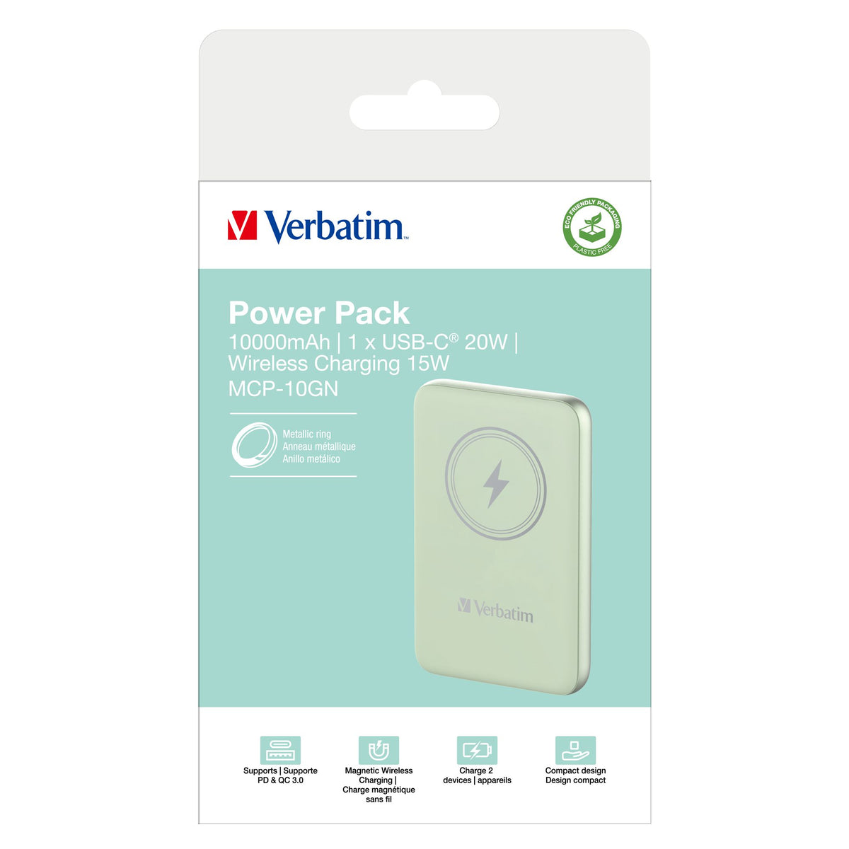 ChargeeneGo Magneti Power Bank 10000 gre
