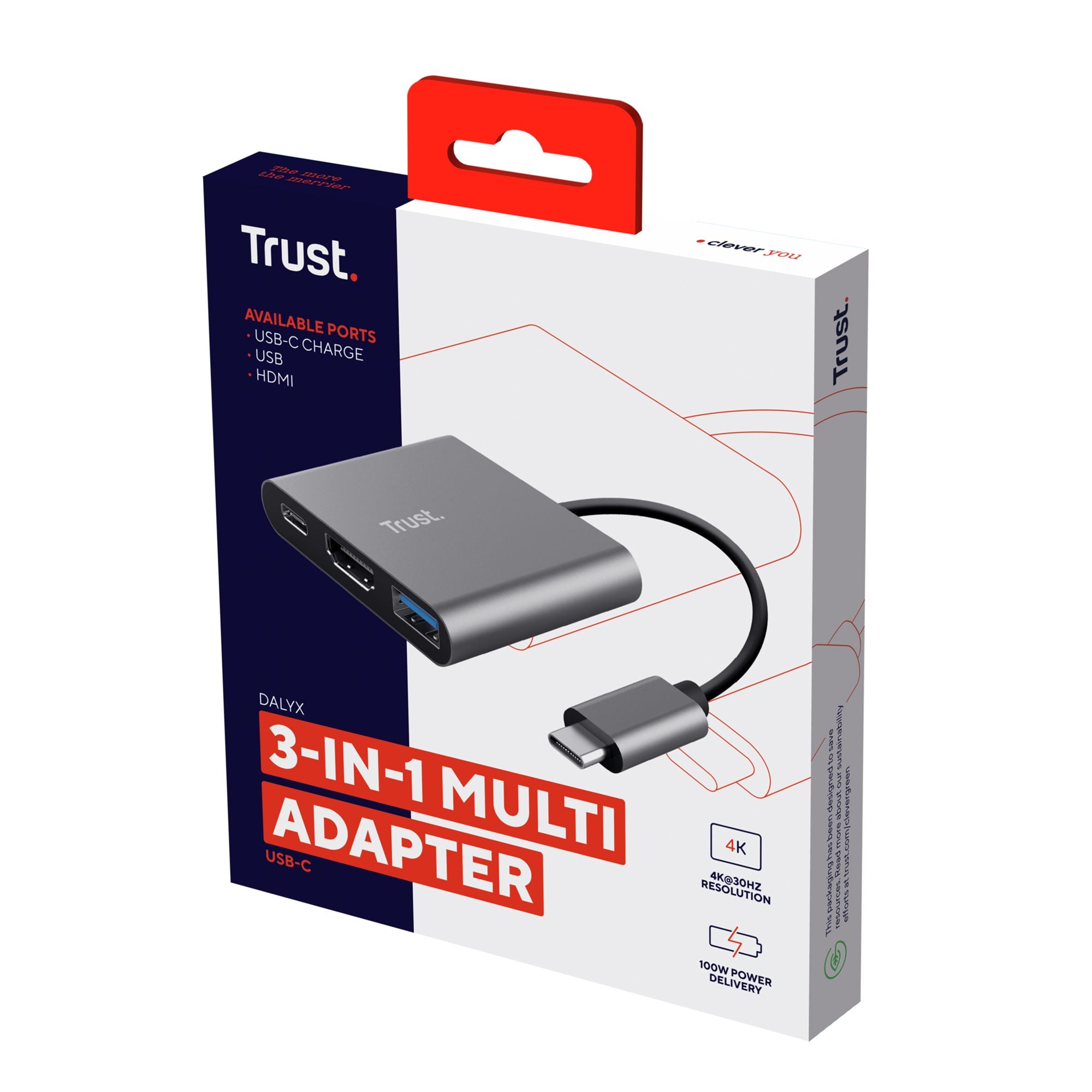 TRUST Adaptateur DALYX USB-C 3 en 1 HDMI USB USB-C
