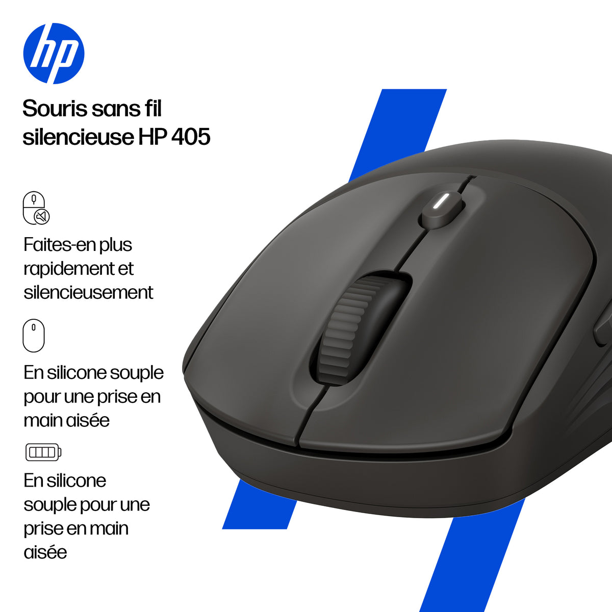HP 405 Quiet BLK Wireless Mouse EMEA INTL Euro plug (EN)