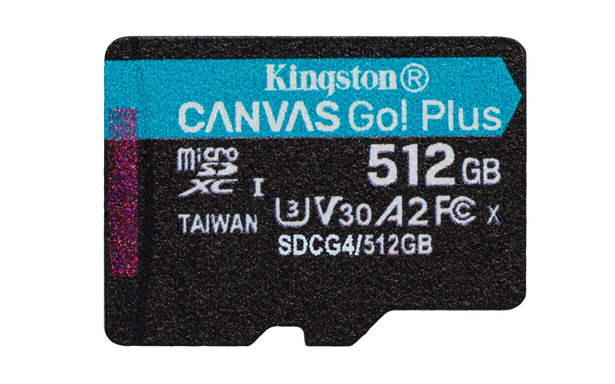 KINGSTON 512Go microSDXC Canvas Go Plus Gen4 200R A2 U3 Single Pack w/o ADP