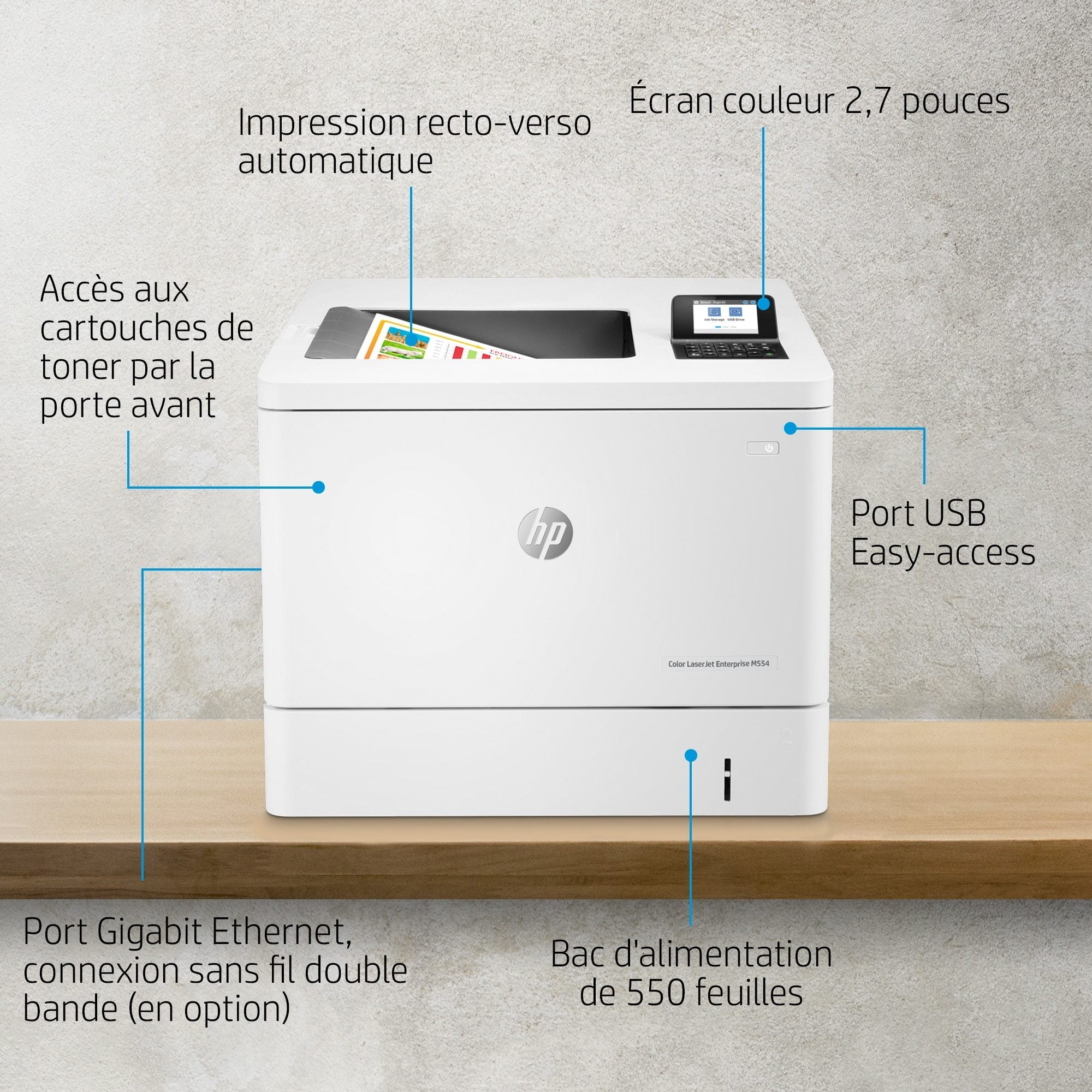 HP Color LaserJet Enterprise M554dn produit neuf emballage abimé A4 color laser USB 33ppm (P)