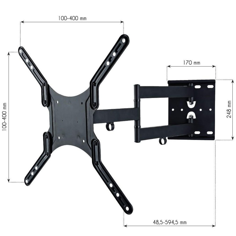"Techly ICA-PLB 136M Support mural pour TV 23-55"" LED/LCD 45kg pivotant inclinable"
