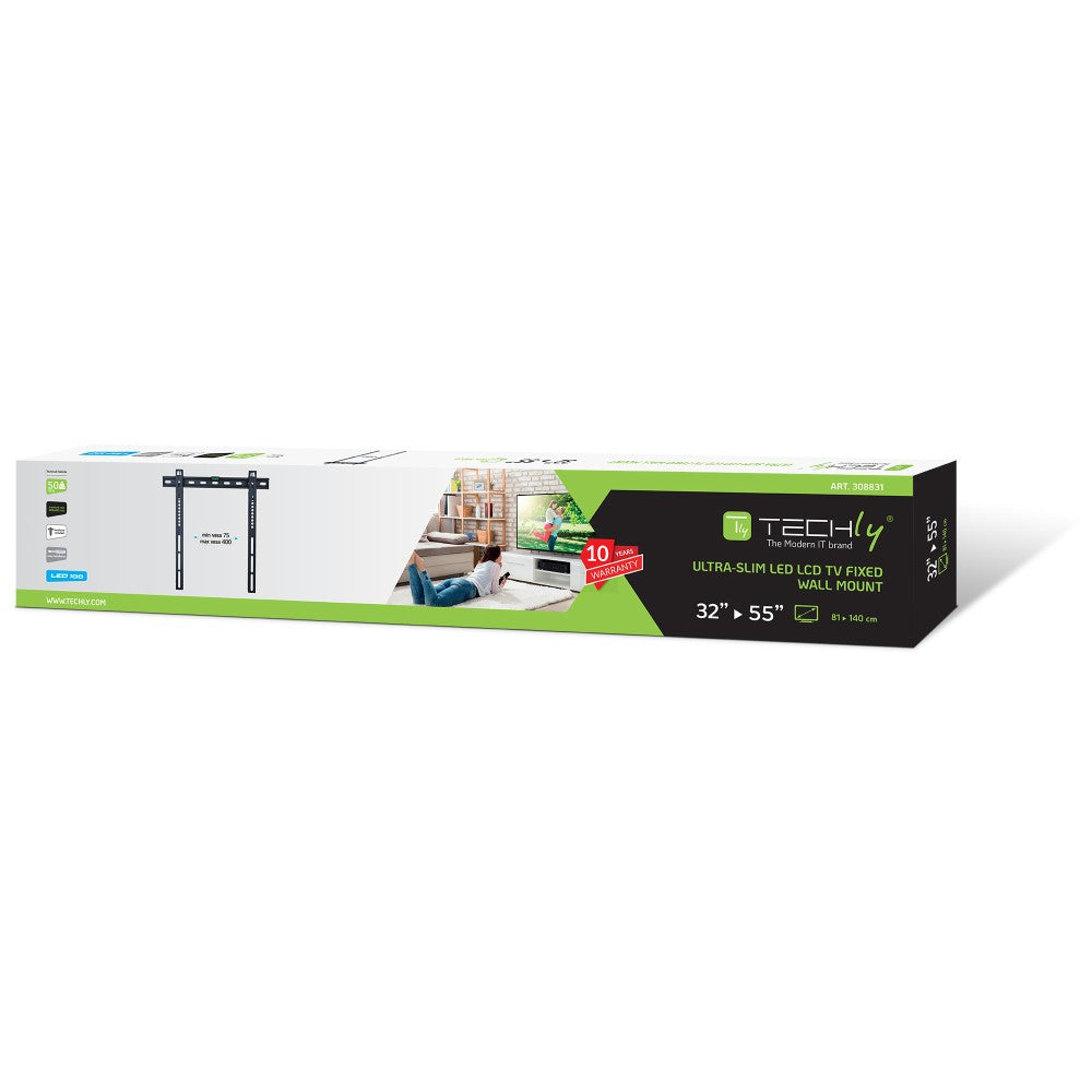 "Techly ICA-PLB 140M Support mural pour TV 32-55"" LED/LCD 50kg slim 23mm"