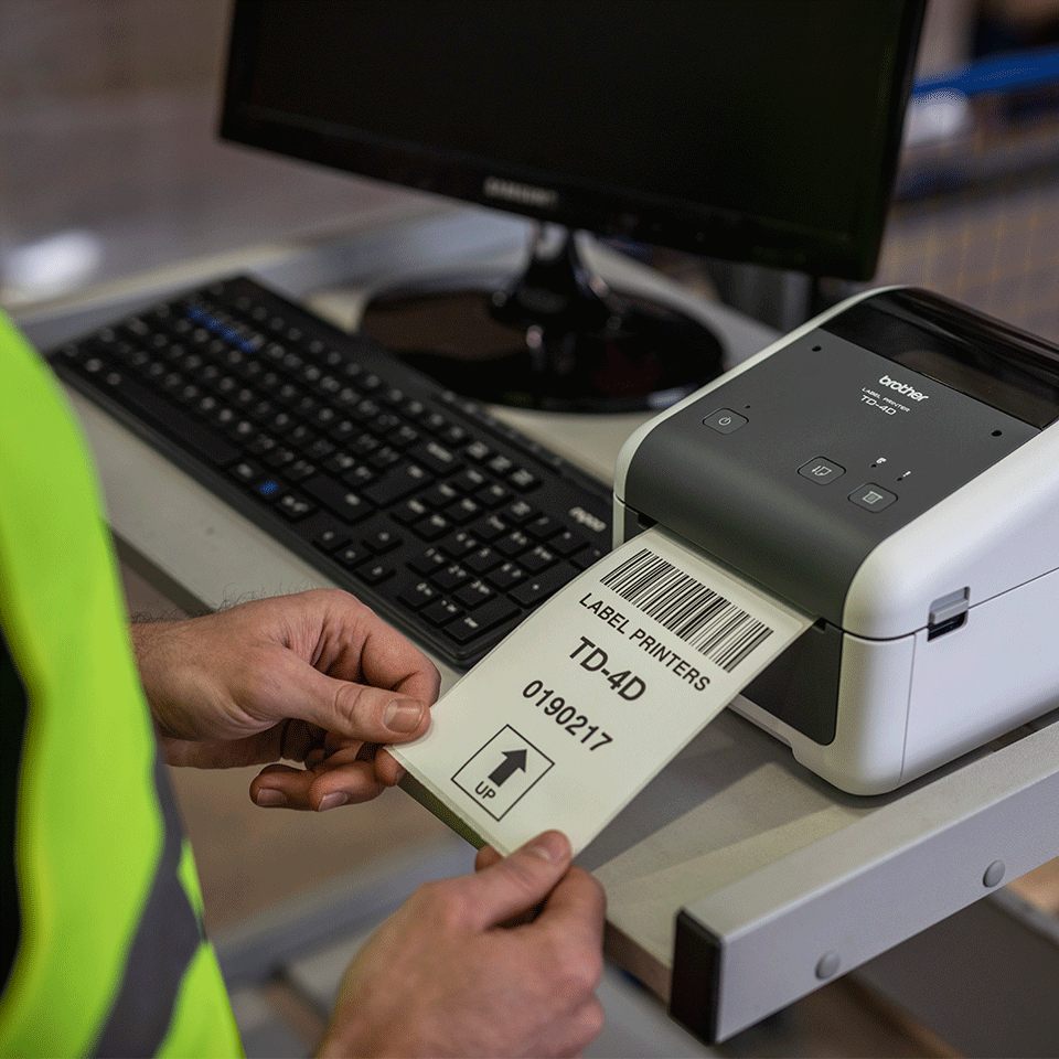 BROTHER TD-4520DN Label printer direct thermal Roll 118mm 300x300dpi 152mm/sec USB 2.0 LAN serial grey white