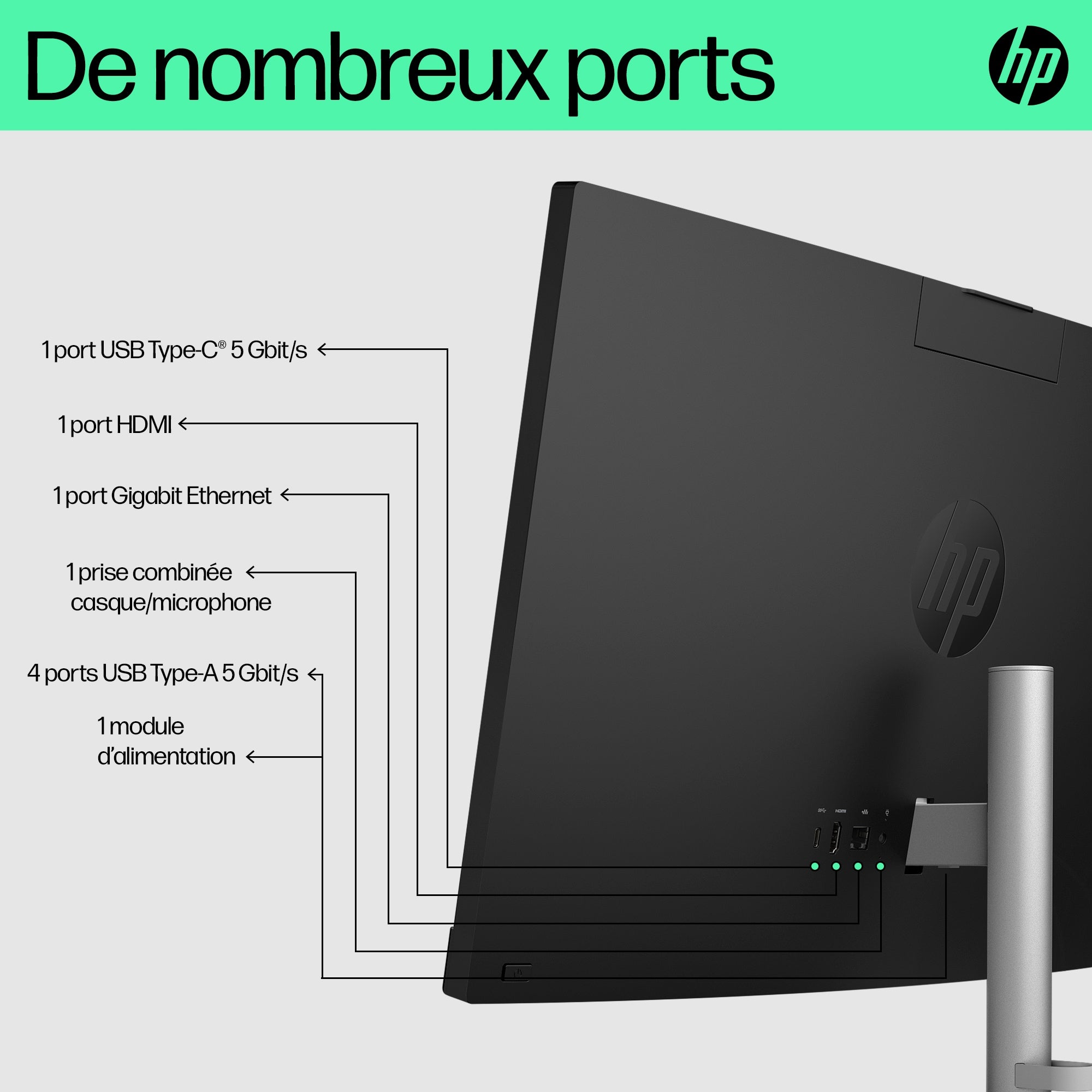 All In One HP 24-cr0074nf PC RYZEN 5 7520U 16Go 512Go W11home ecran  Non tactile