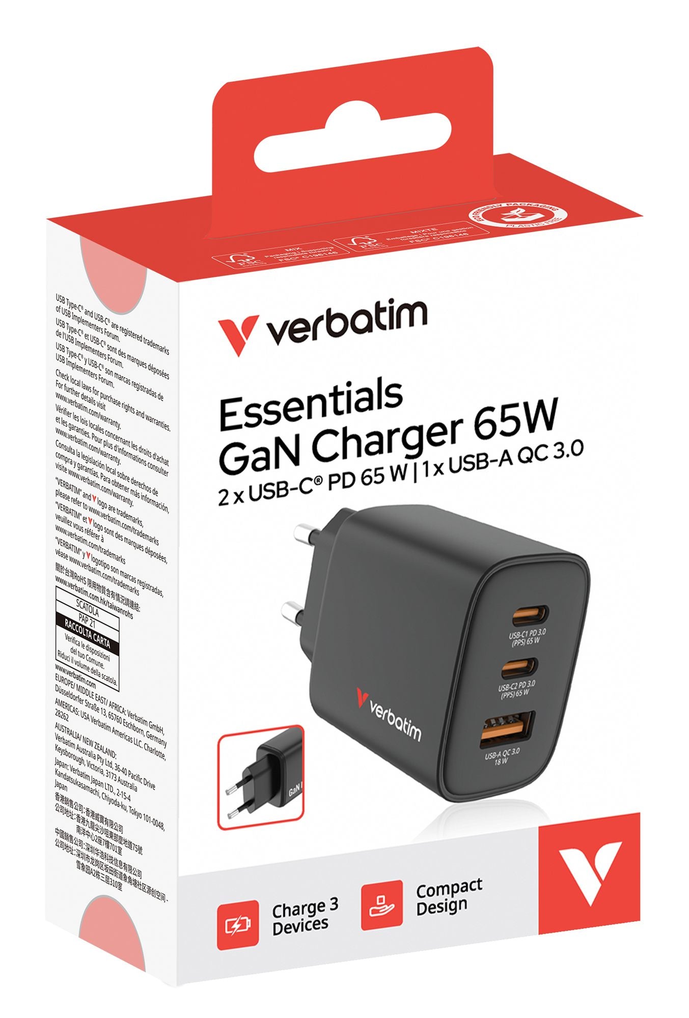 Essentials GaN Charger 65W EU plug Black