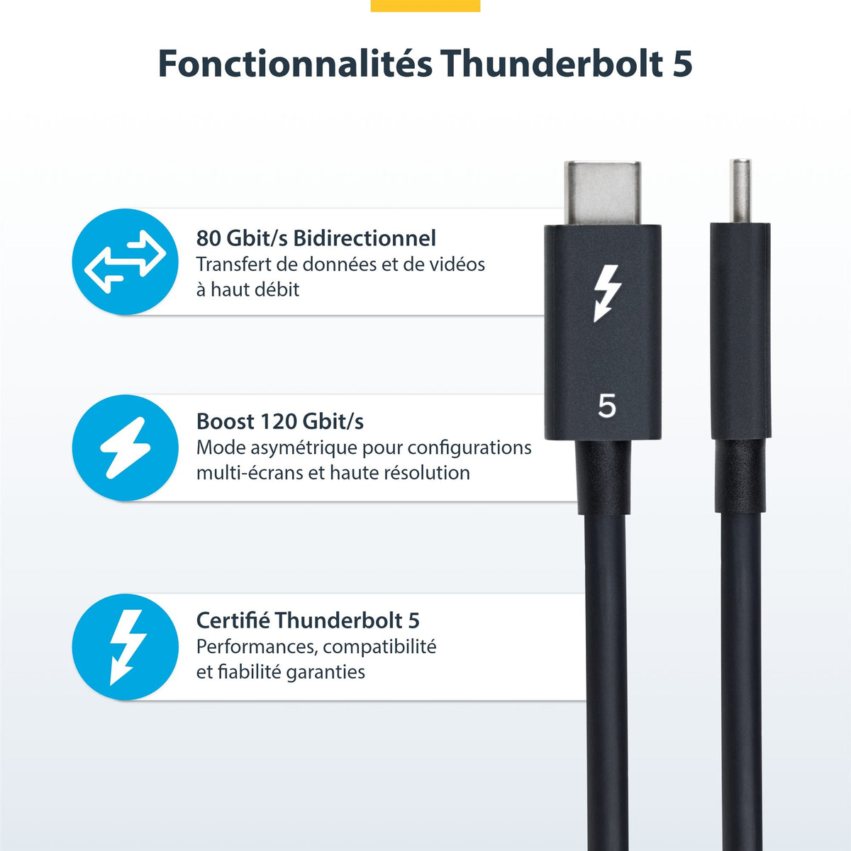 3ft 1m Certified Thunderbolt 5 Cable