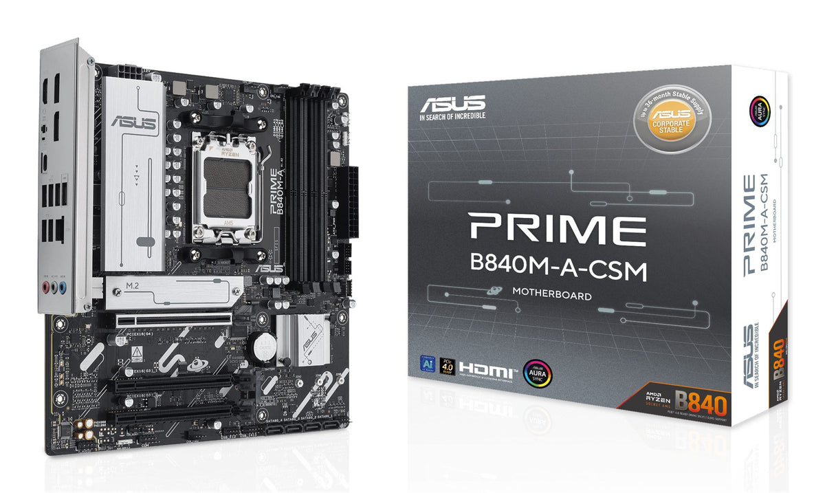 ASUS PRIME B840M-A-CSM AM5 DDR5 micro ATX MB 1xHDMI 2xDP 3xM.2 4xSATA