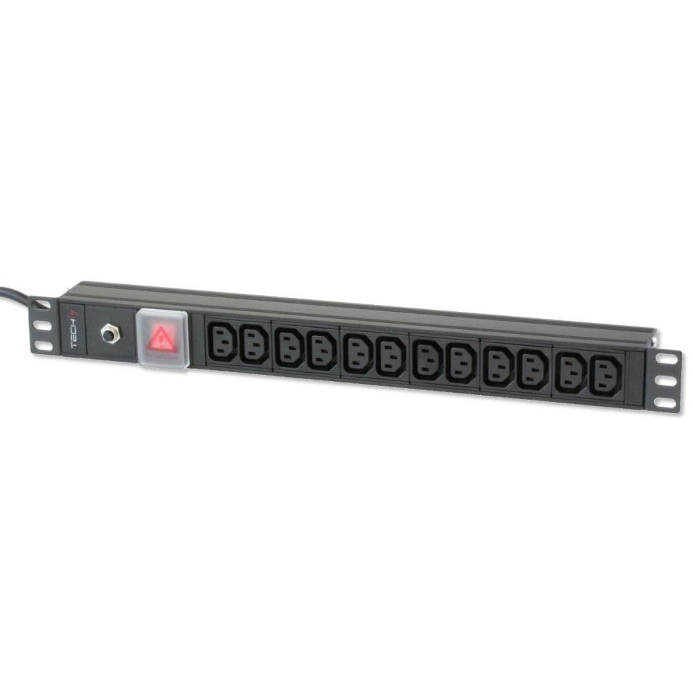 Techly I-CASE STRIP-12C Multiprise 19' 1U X12 - Prises C13, Prise C20 pour UPS