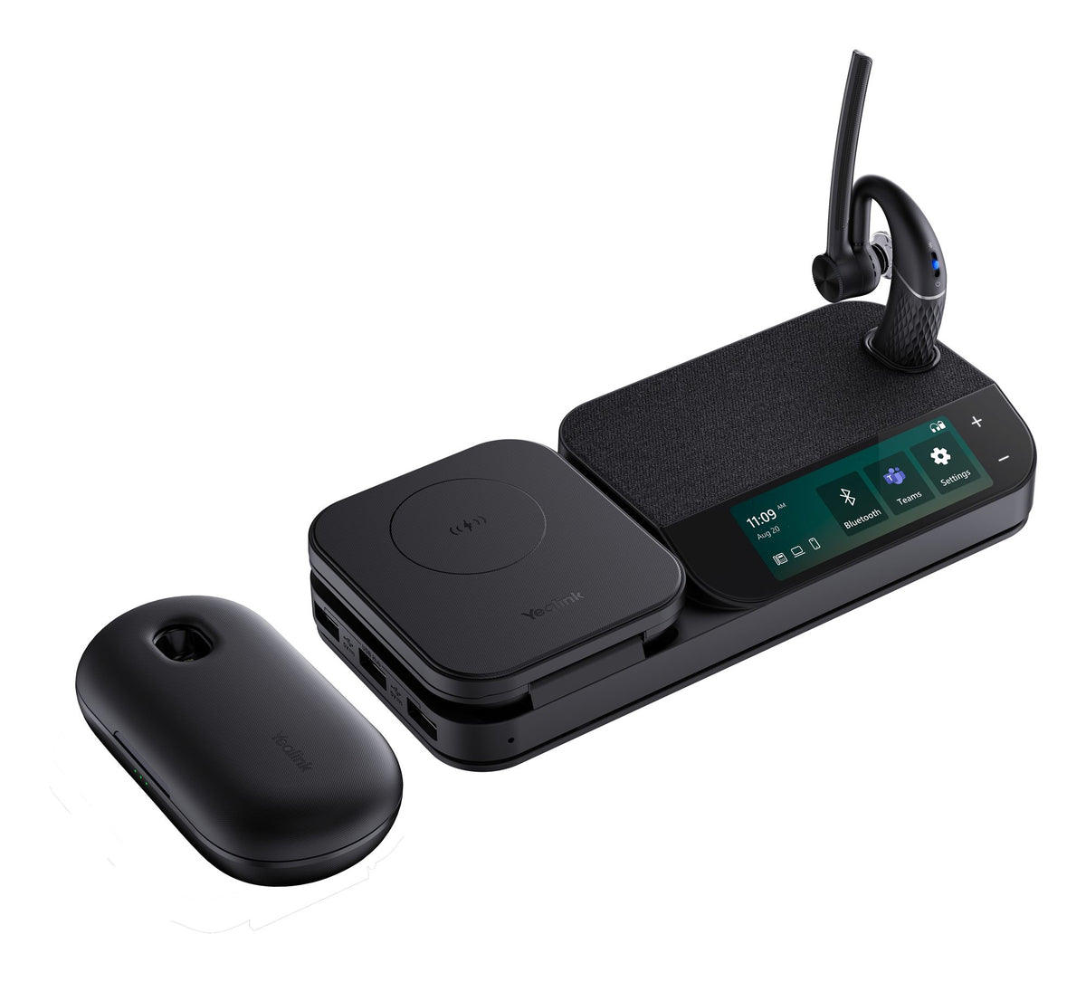 Yealink BH71 Workstation Pro Sans fil Crochets auriculaires Bureau/Centre d'appels USB Type-C Bluetooth Socle de chargement Noir
