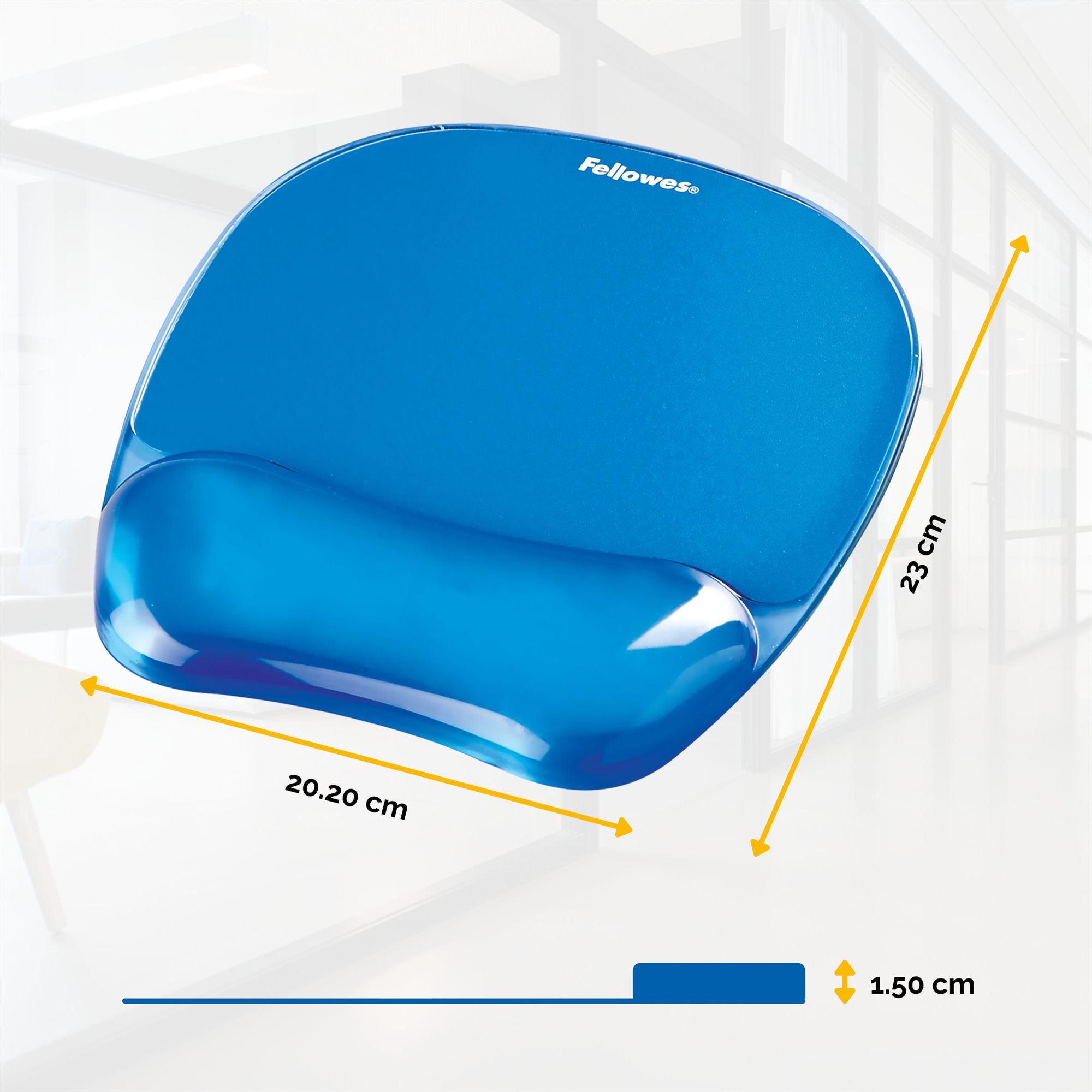 FELLOWES Tapis de souris - Repose-poignet Gel Crystal™ Bleu