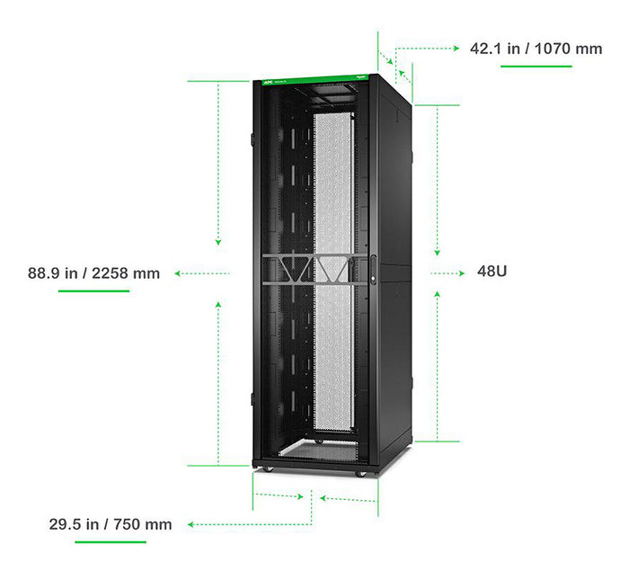 APC NetShelter SX Gen 2 Rack cabinet 2258H x 750W x 1070D mm with Sides floor-standing Black 48U 19 TAA Compliant