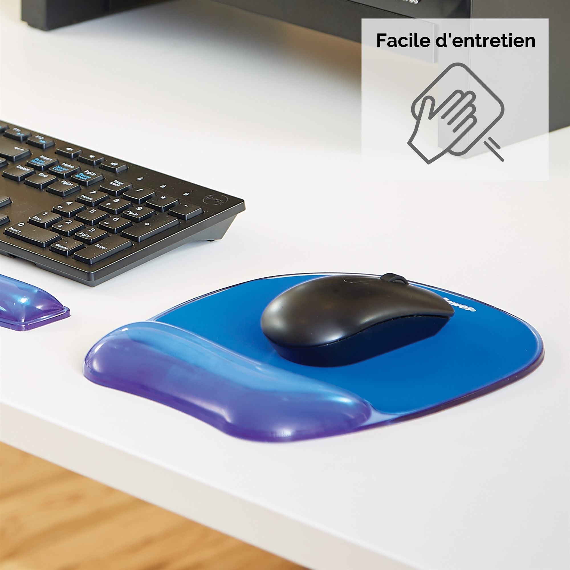 FELLOWES Tapis de souris - Repose-poignet Gel Crystal™ Bleu
