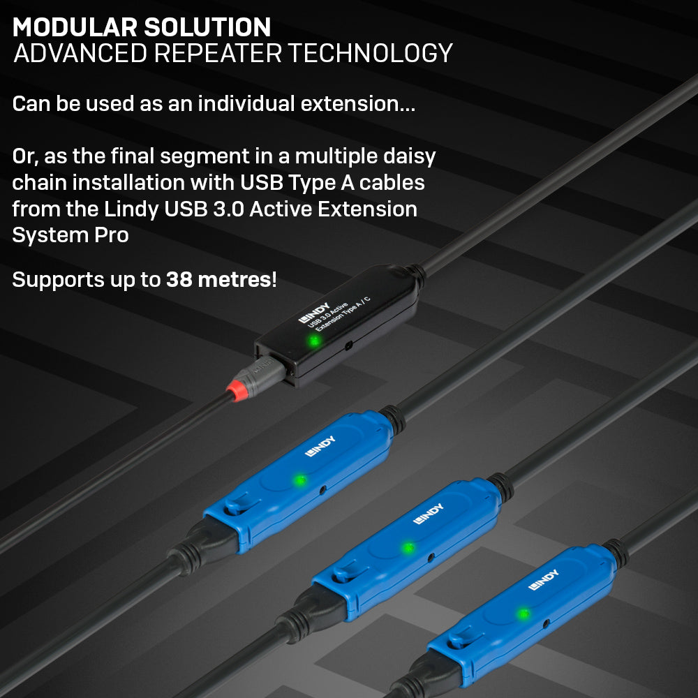 LINDY 20m USB 3.0 Active Extension Type A to C