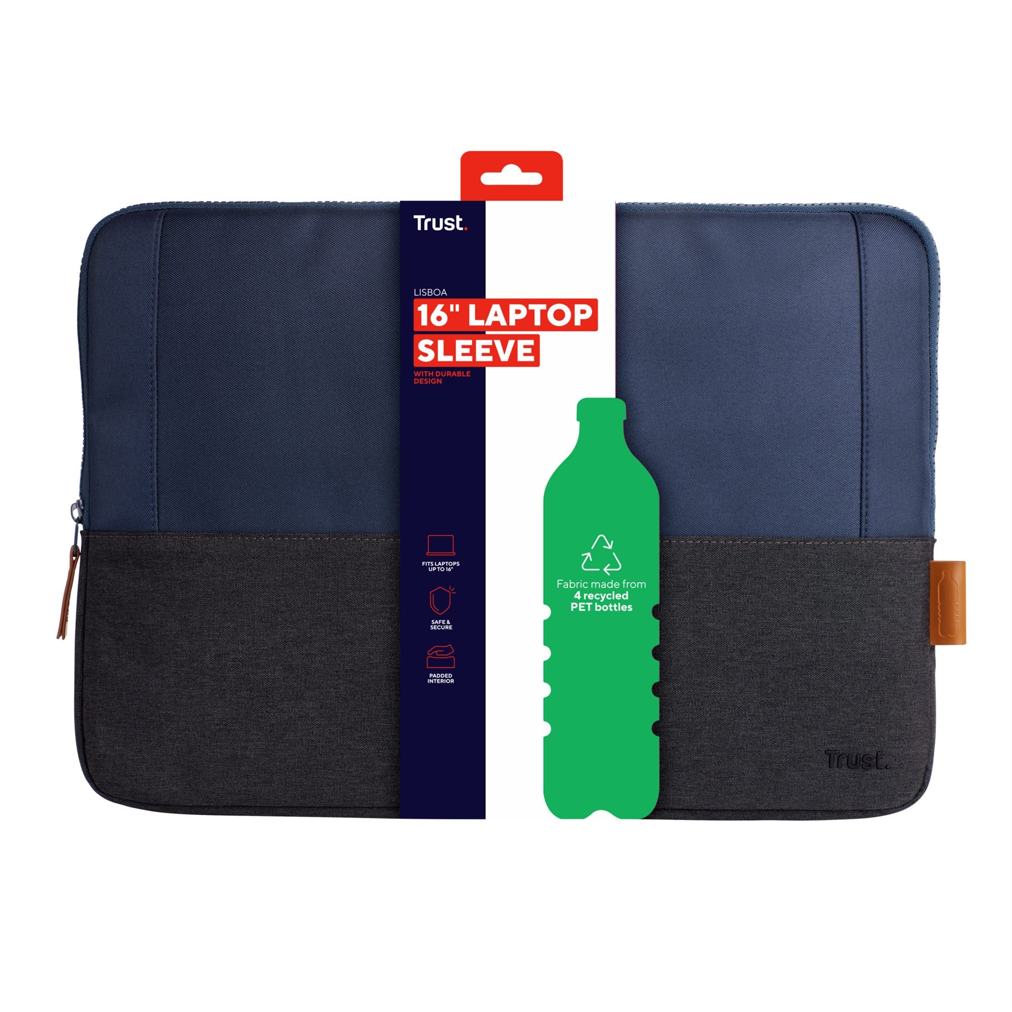 TRUST Housse de protection LISBOA bleue/noire 16p